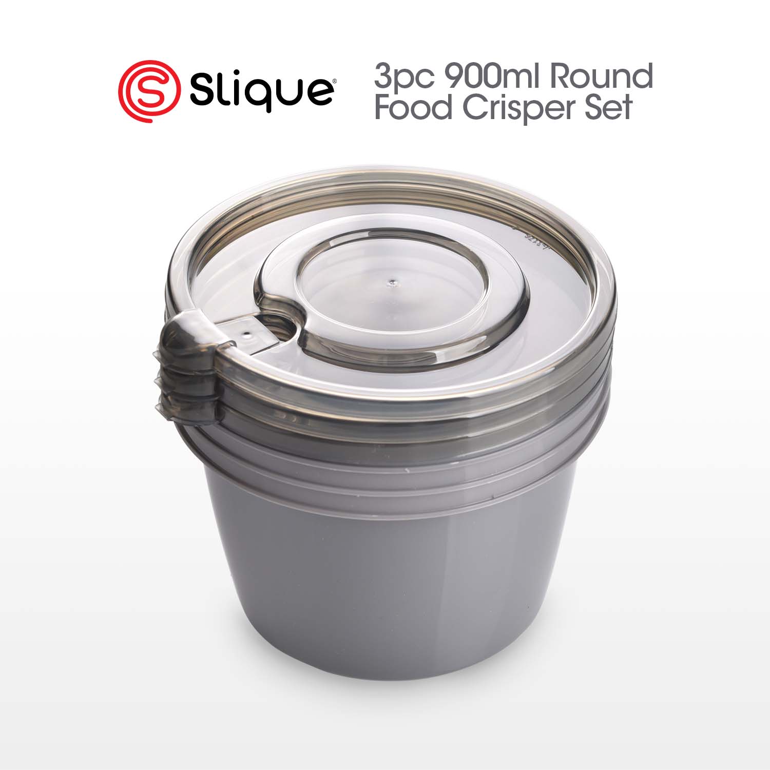 SLIQUE Premium Round Food Crisper w/ Air Vent on Lid 900ml Set of 3