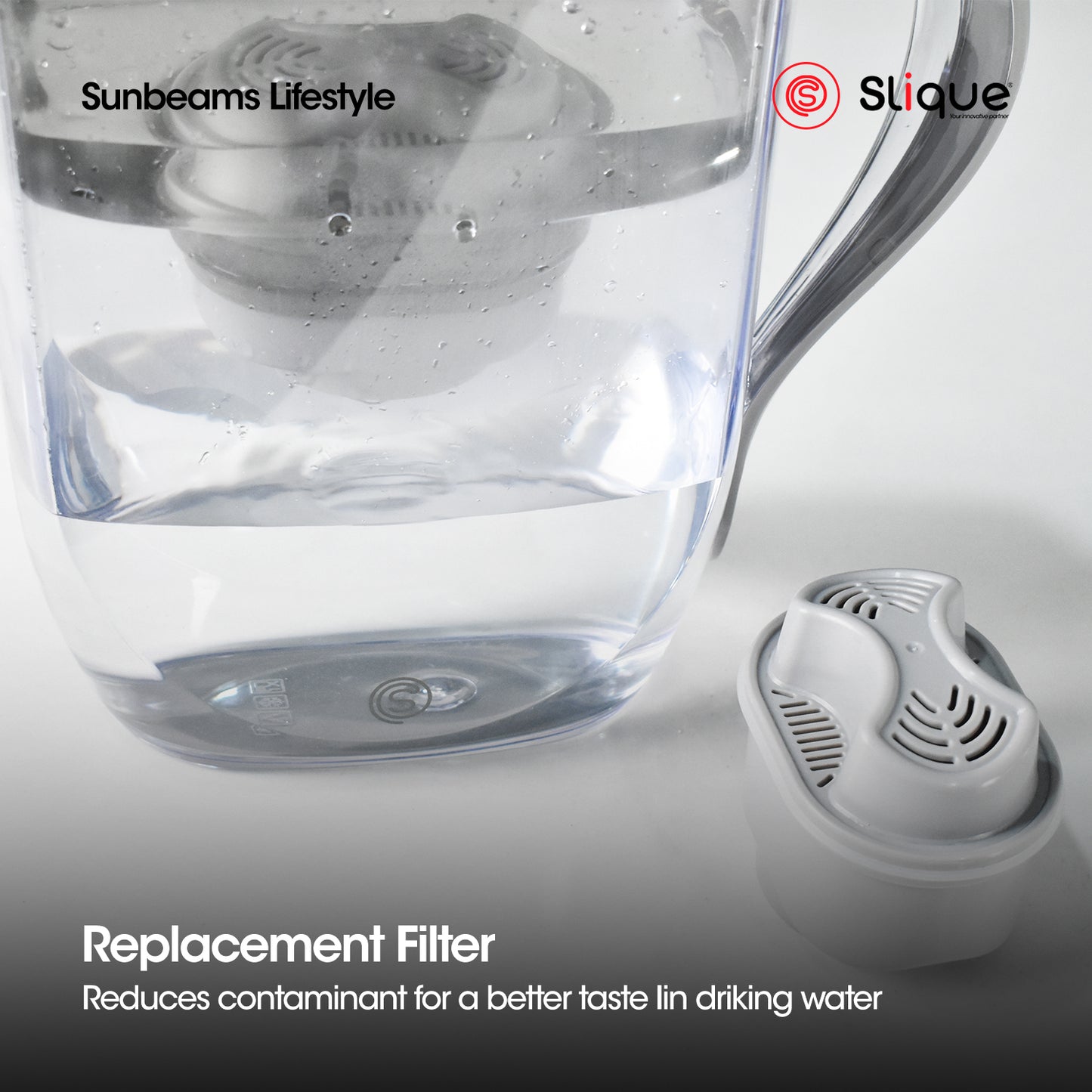 SLIQUE Water Filter Pitcher 1200mL w/ 1pc Filter Cartridge