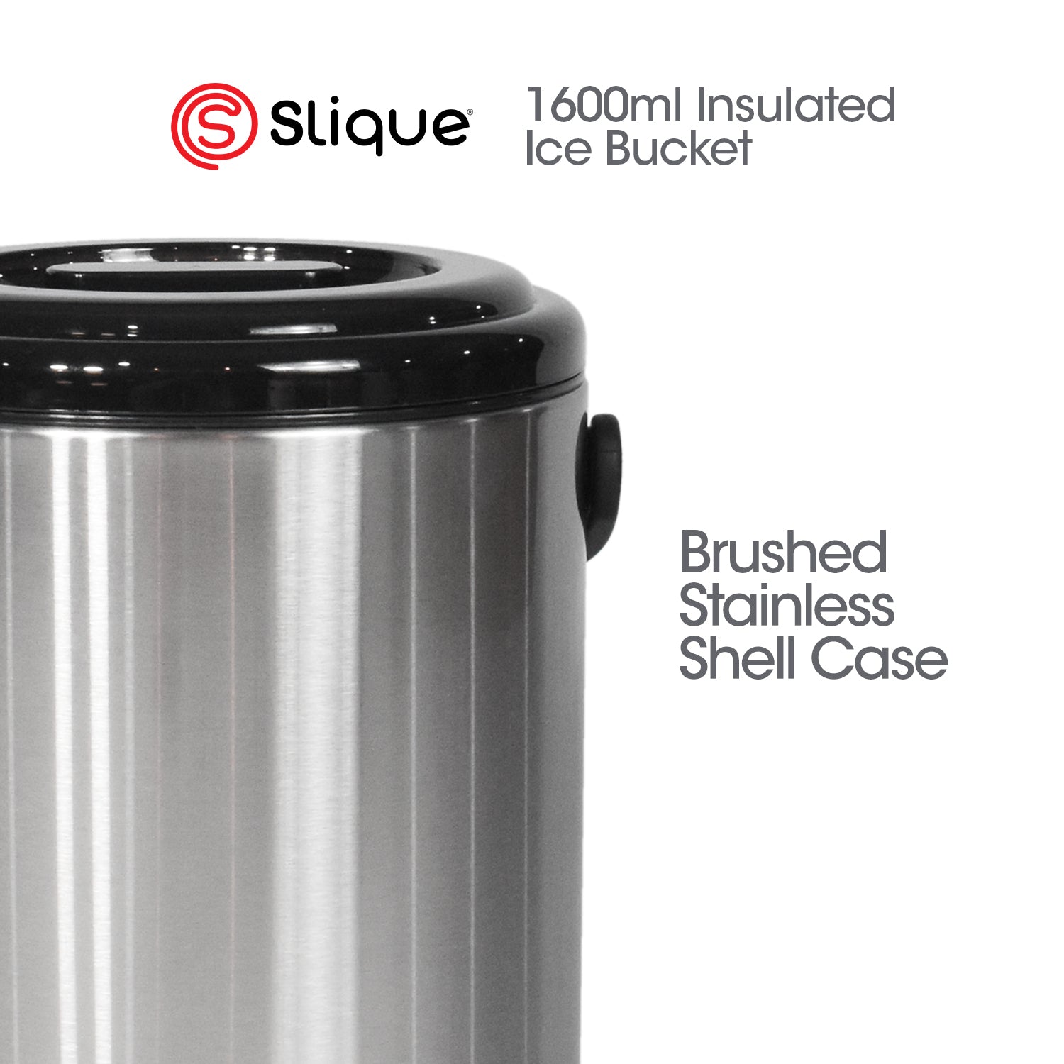 SLIQUE Premium Insulated Ice Bucket w/ Tong 2200ml (Silver)