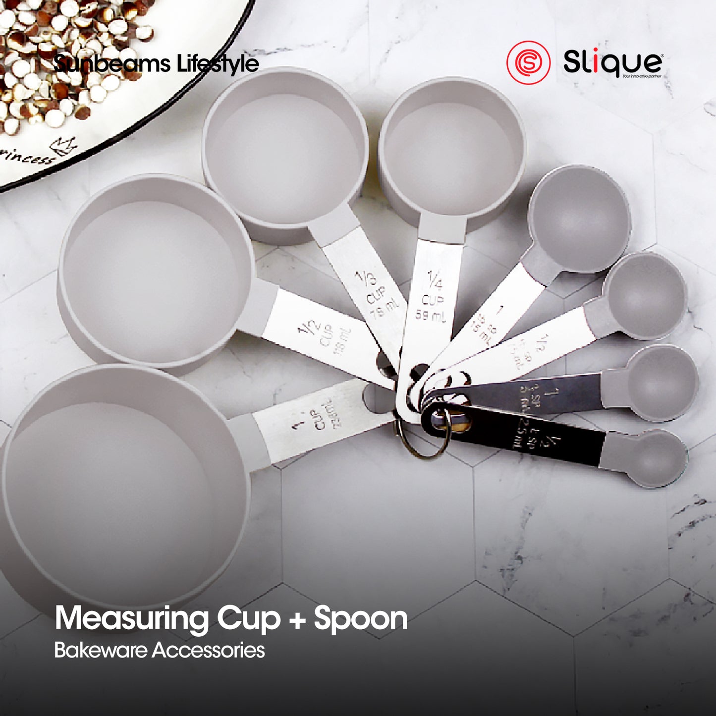 SLIQUE Premium Stackable, Compact Measuring Cup & Spoon Set Set of 8