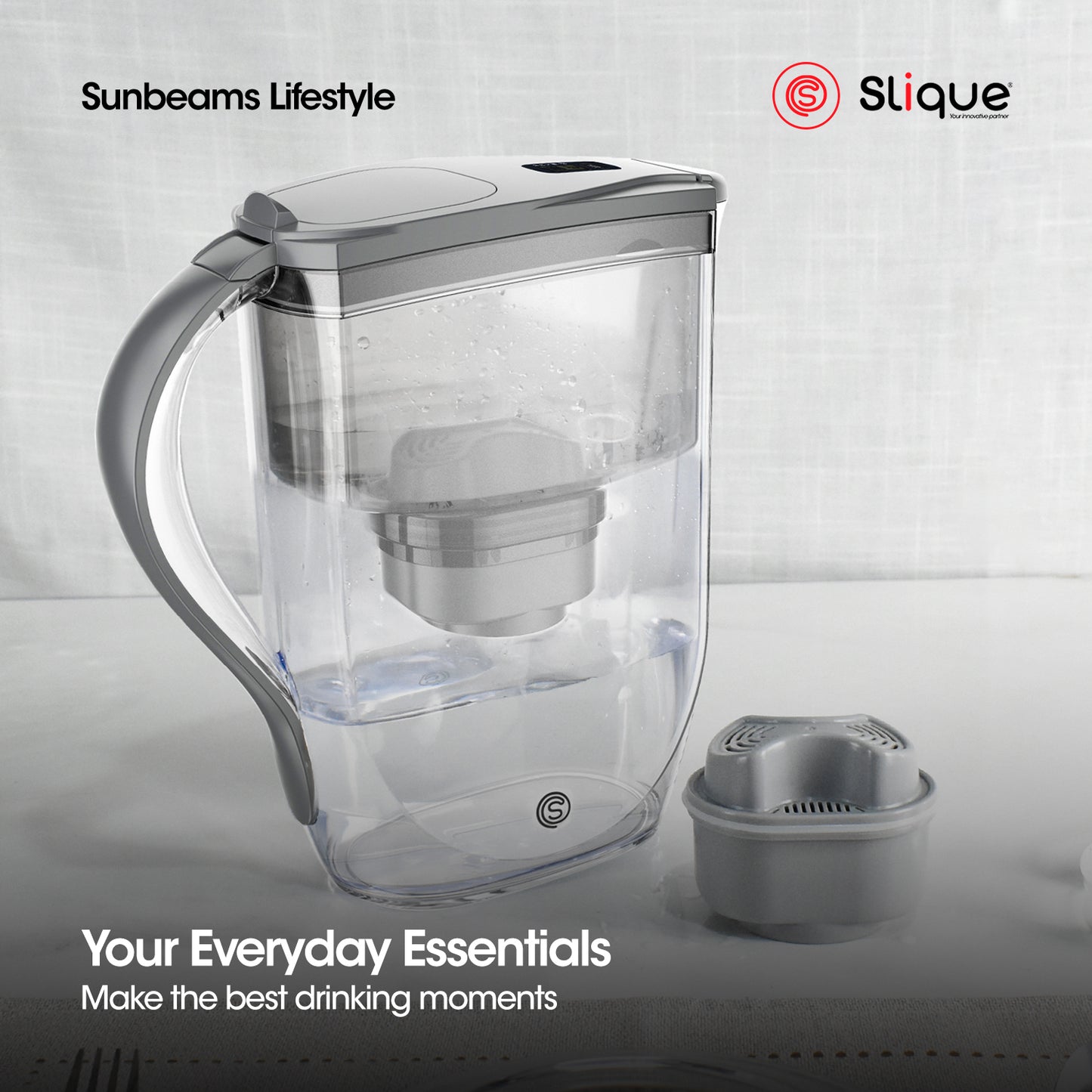 SLIQUE Water Filter Pitcher 1200mL w/ 1pc Filter Cartridge