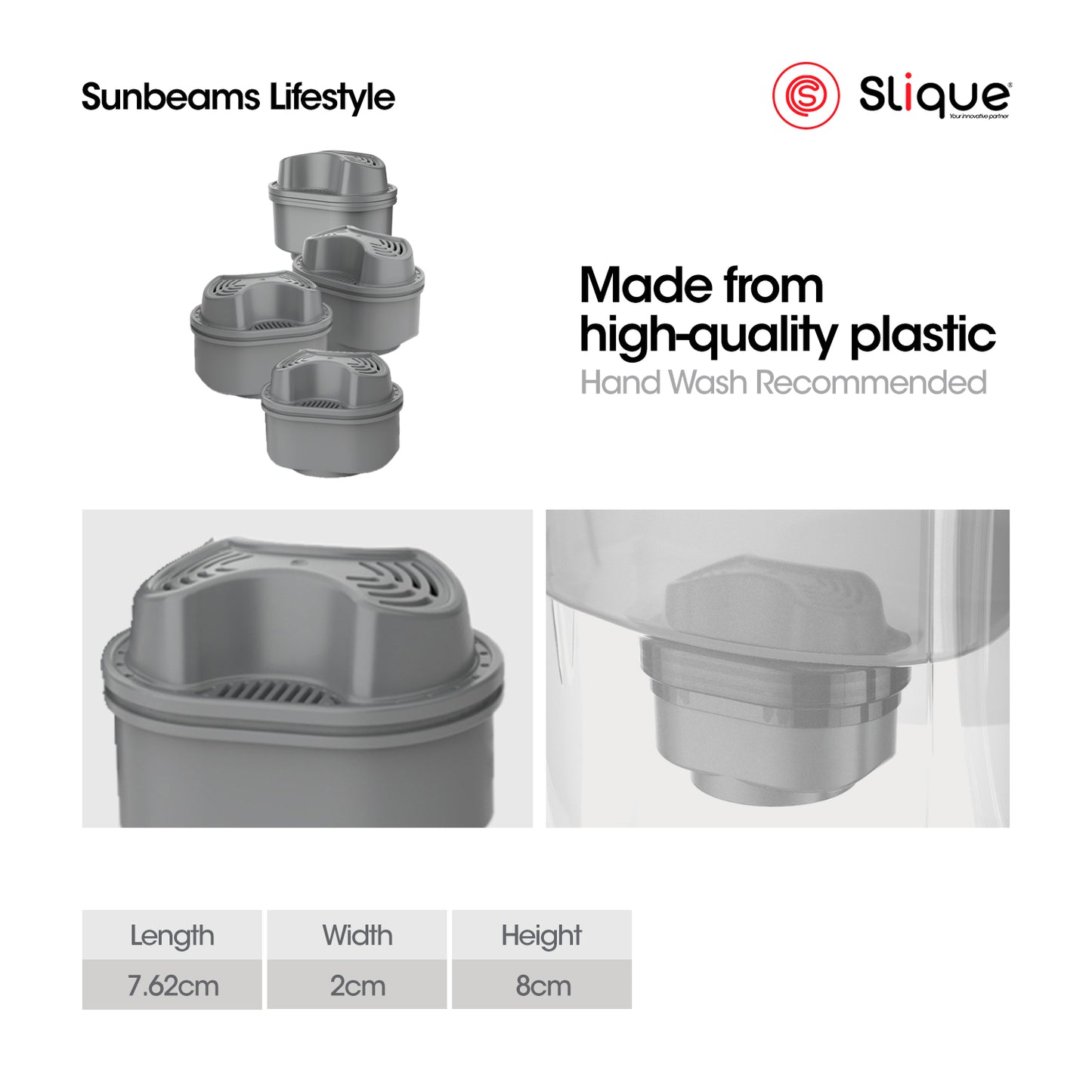 SLIQUE Water Filter Pitcher 1200mL w/ 1pc Filter Cartridge