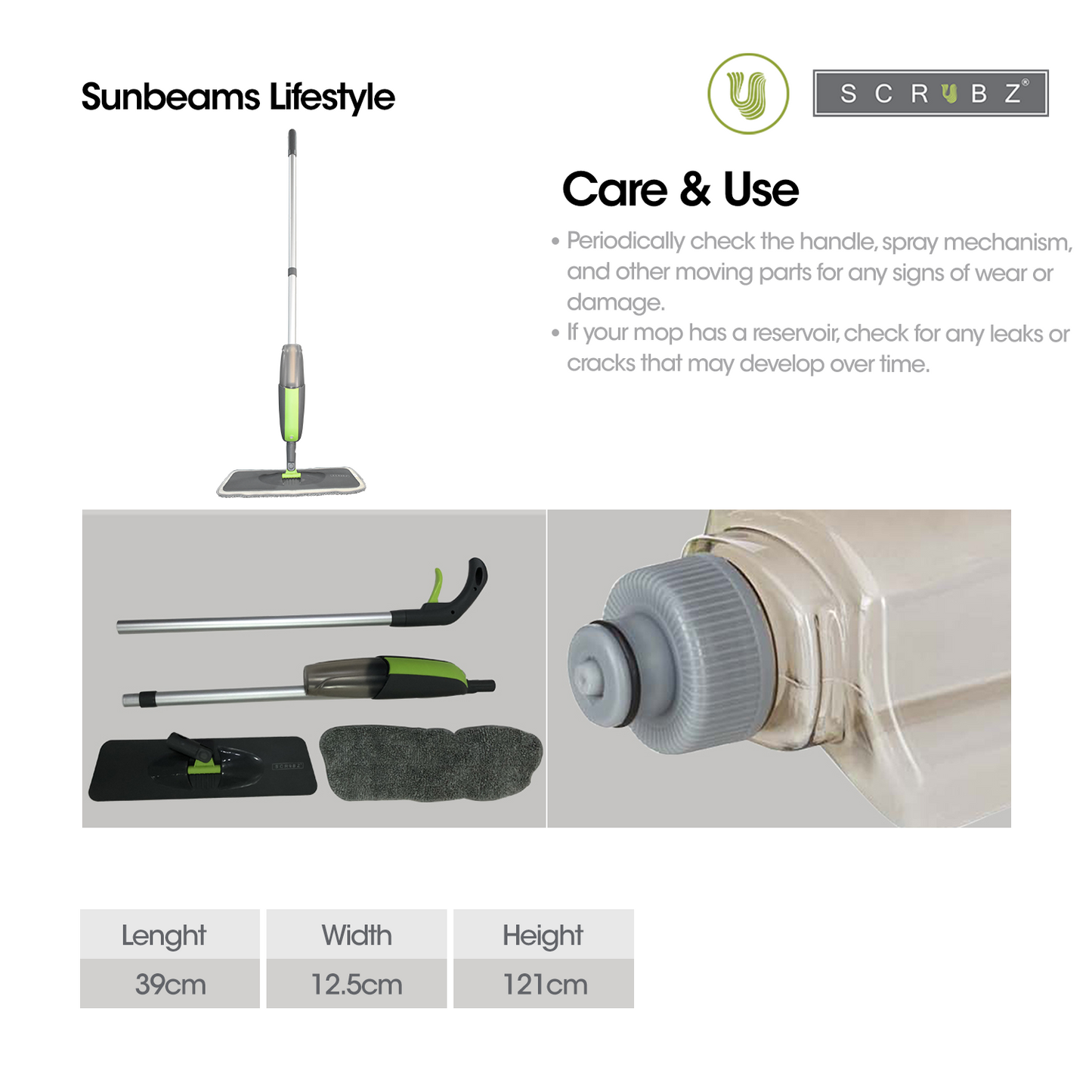 SCRUBZ Premium Microfiber Spray Mop