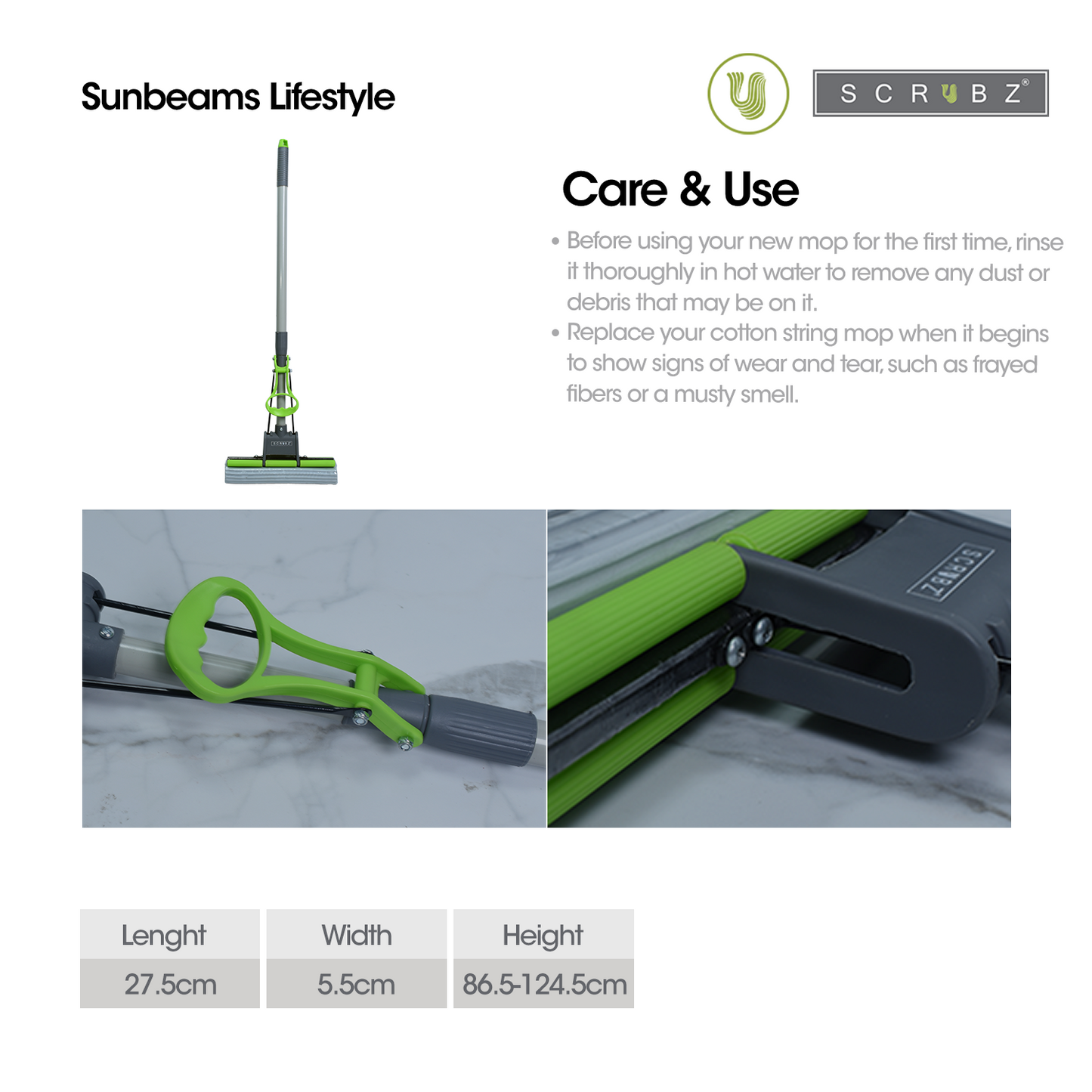 SCRUBZ Premium PVA Sponge Mop