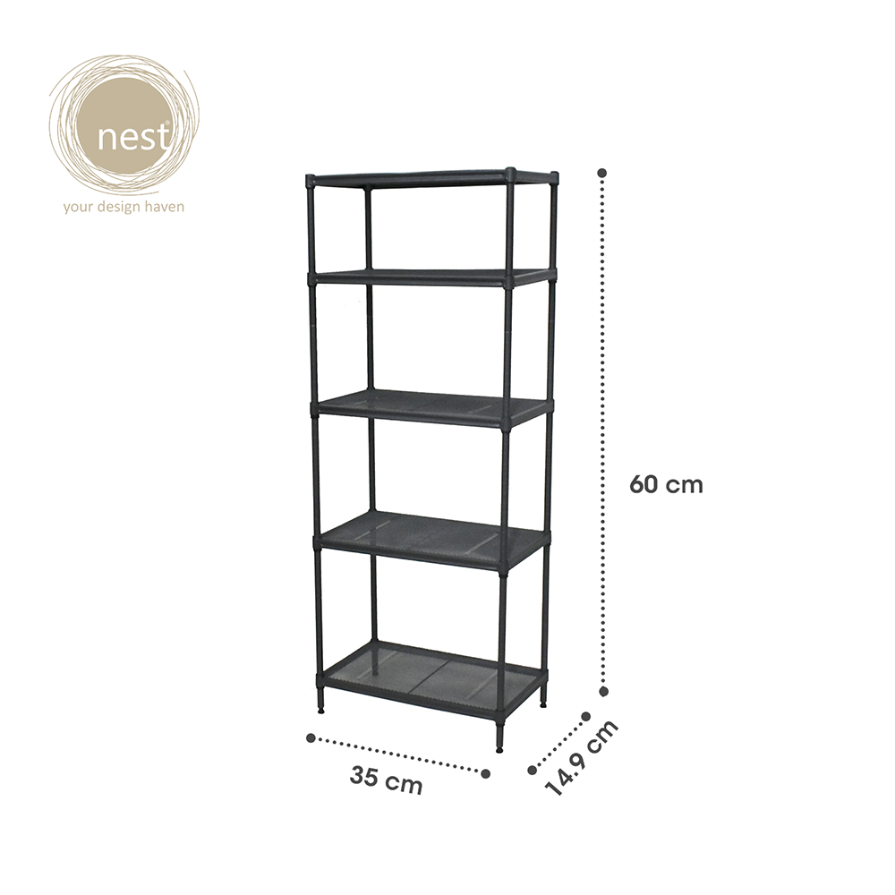 Nest Design Lab Premium Mini Steel Rack Black 5 Layer
