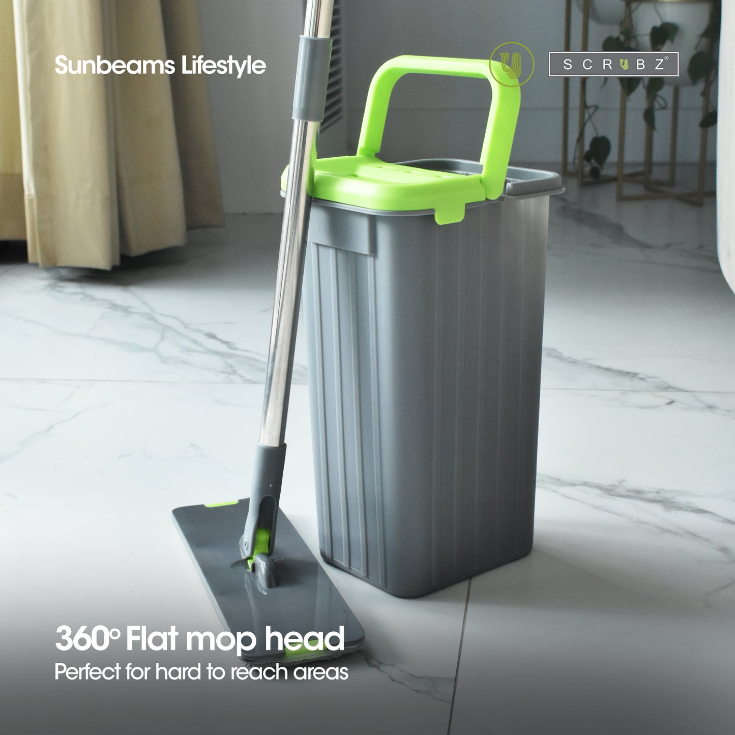 SCRUBZ Premium Microfiber 360ᴼ Flat Mop with Bucket