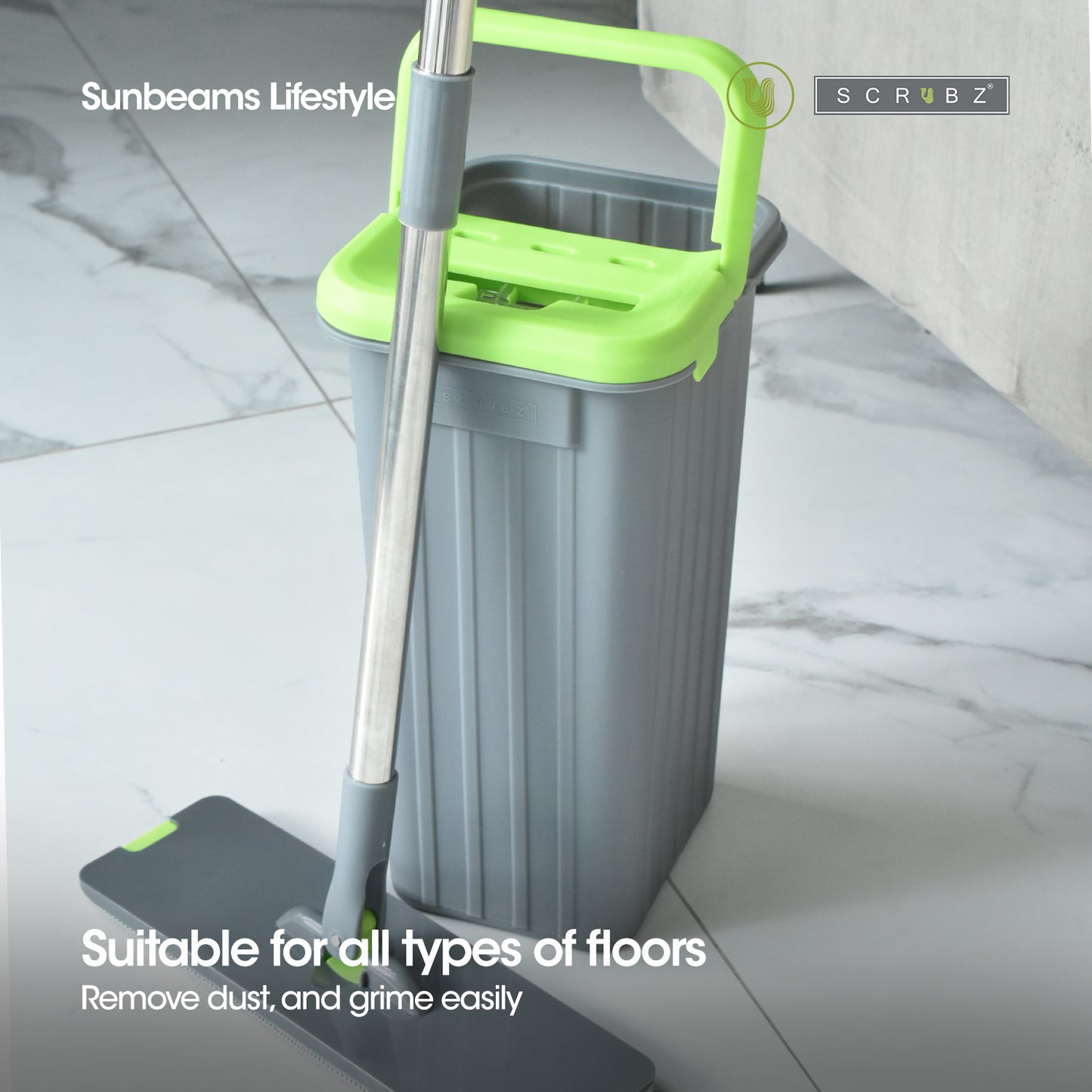 SCRUBZ Premium Microfiber 360ᴼ Flat Mop with Bucket