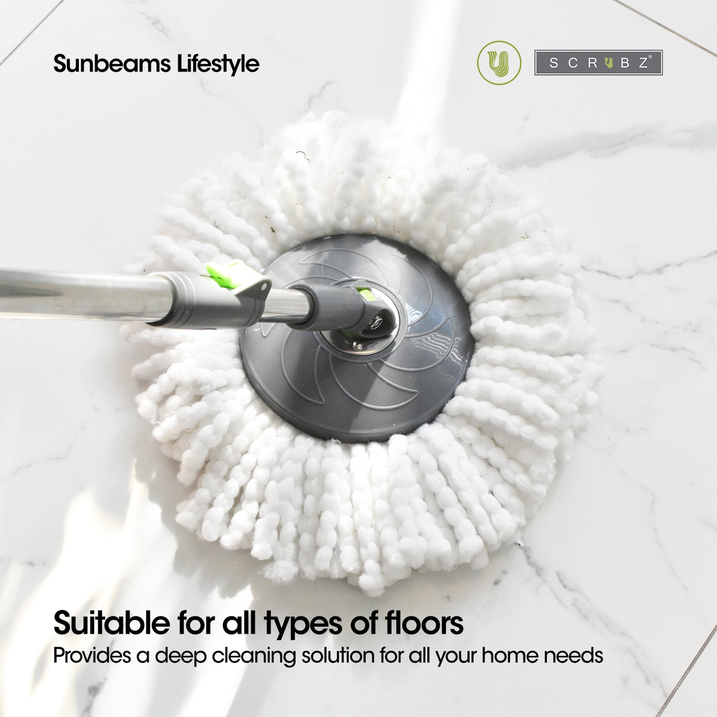 SCRUBZ Premium Microfiber 360ᴼ Stainless Steel Spin Mop