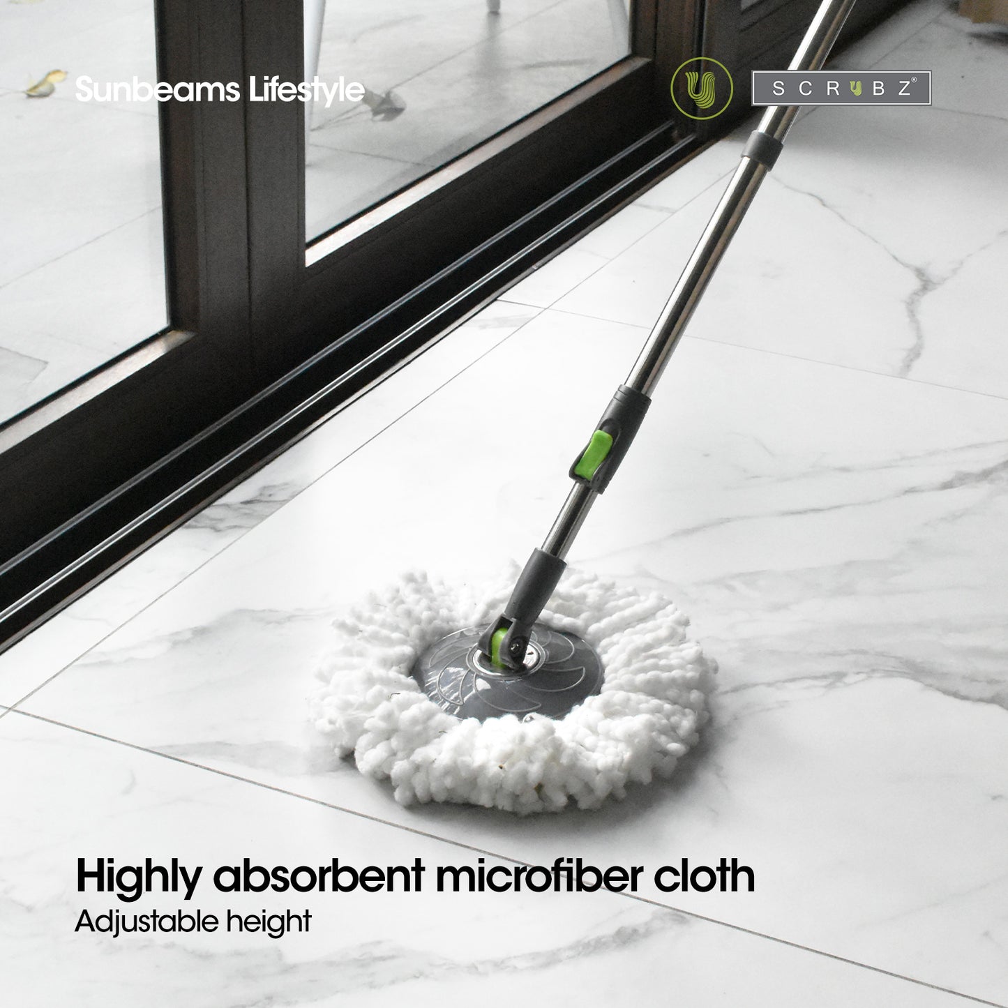 SCRUBZ Premium Microfiber 360ᴼ Stainless Steel Spin Mop