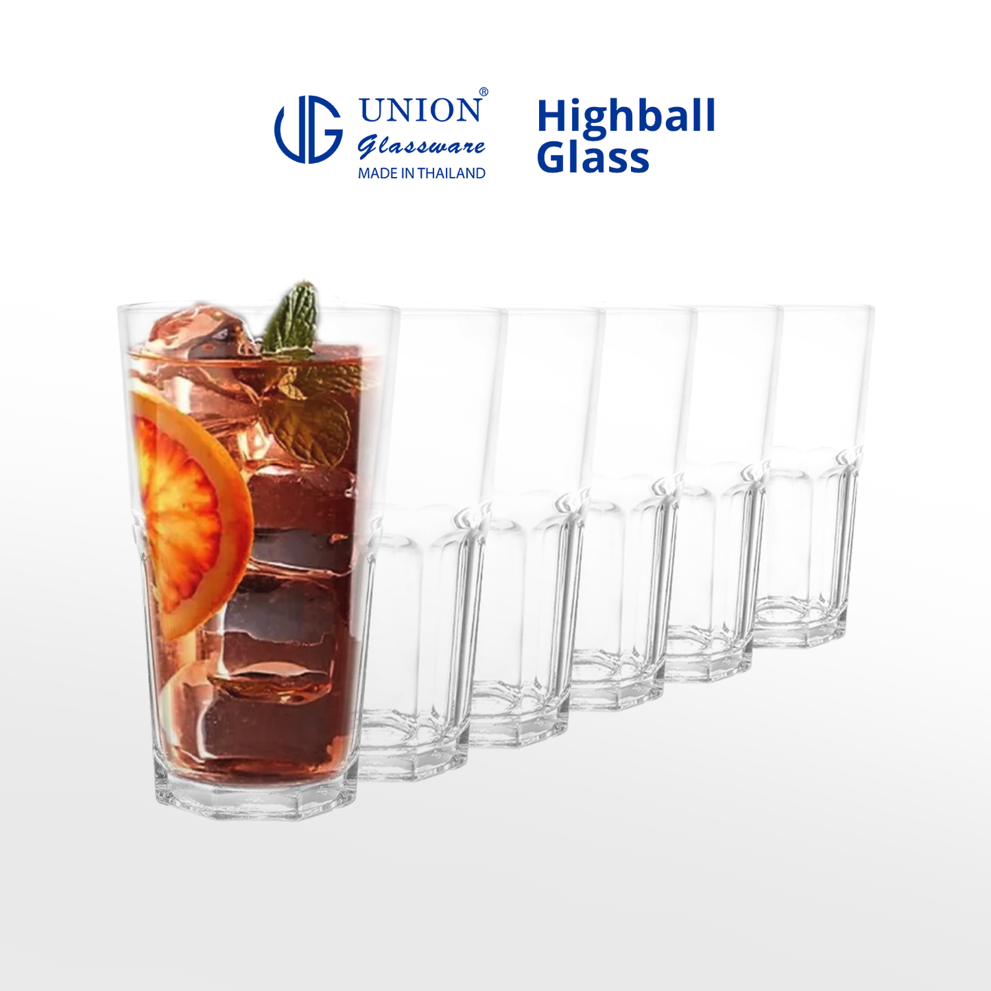 UNION GLASS Thailand Premium Clear Glass Rock Glass 420ml | 14.5oz Set of 6