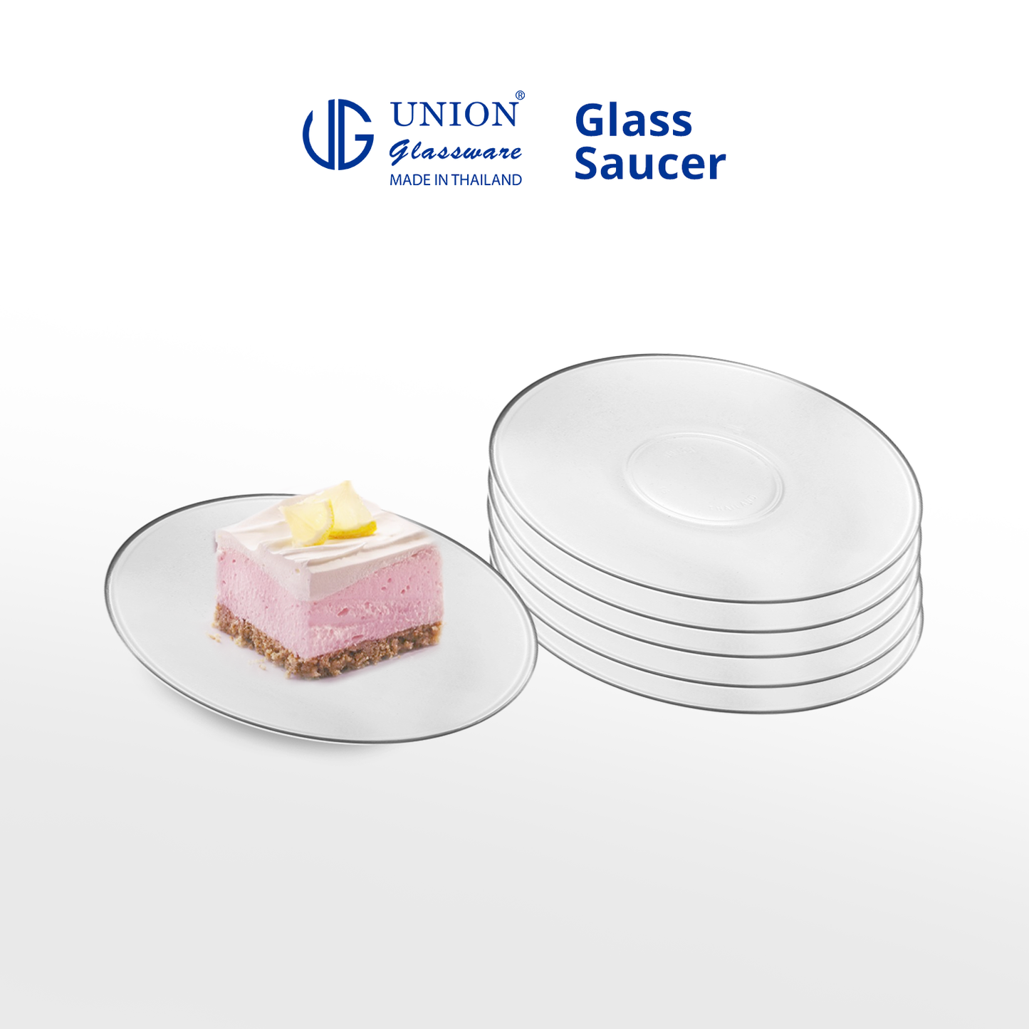 UNION GLASS Thailand Premium Clear Glass Saucer 140ml | 4.7oz | 6inches Set of 6