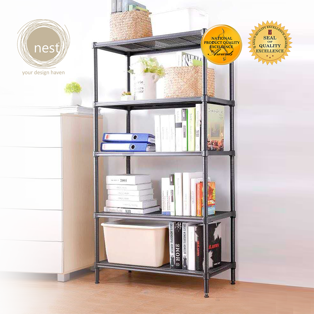 Nest Design Lab Premium Mini Steel Rack Black 5 Layer
