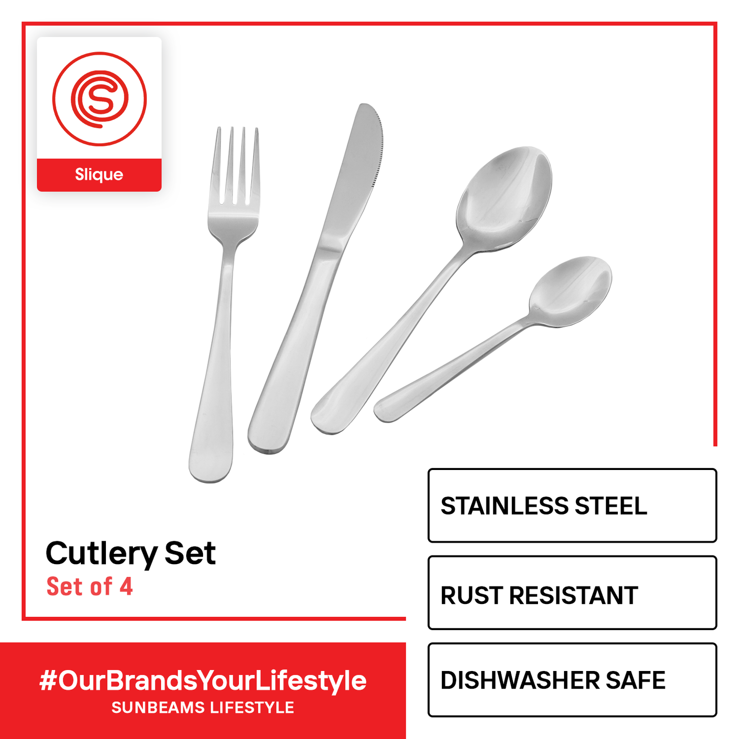 SLIQUE Premium Stainless Steel Cutlery 4pc