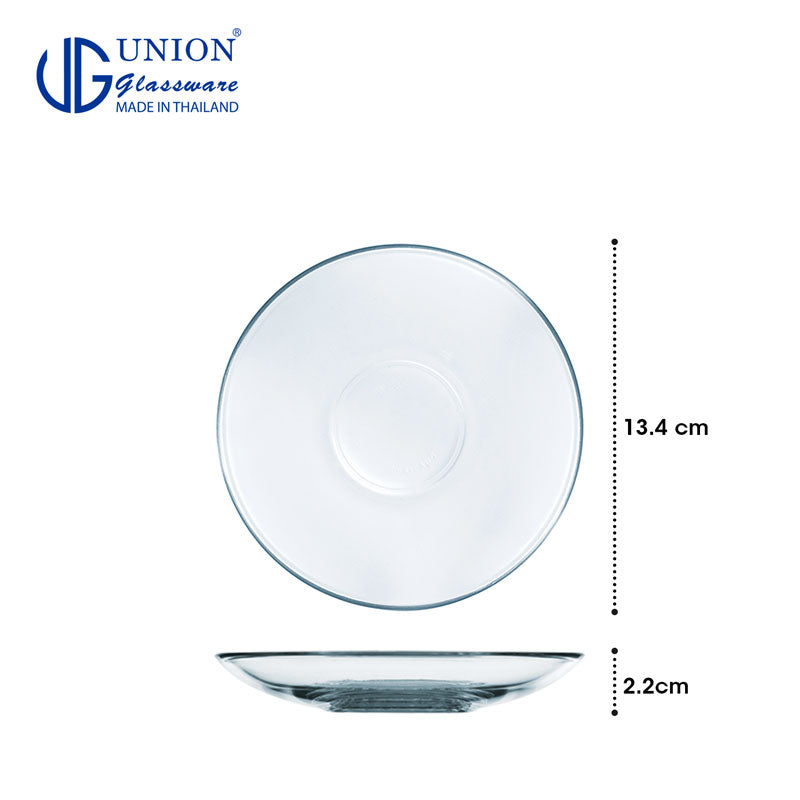 UNION GLASS Thailand Premium Clear Glass Saucer 140ml | 4.7oz | 6inches Set of 6