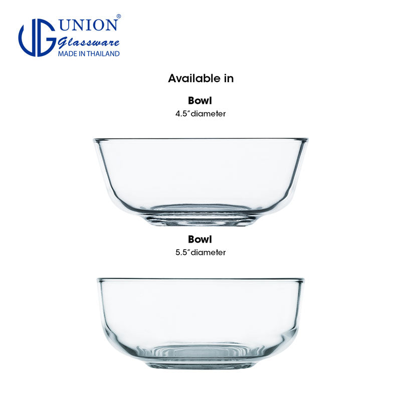 UNION GLASS Thailand Premium Clear Glass Bowl 1320 ml | 7 oz | 7" Set of 6