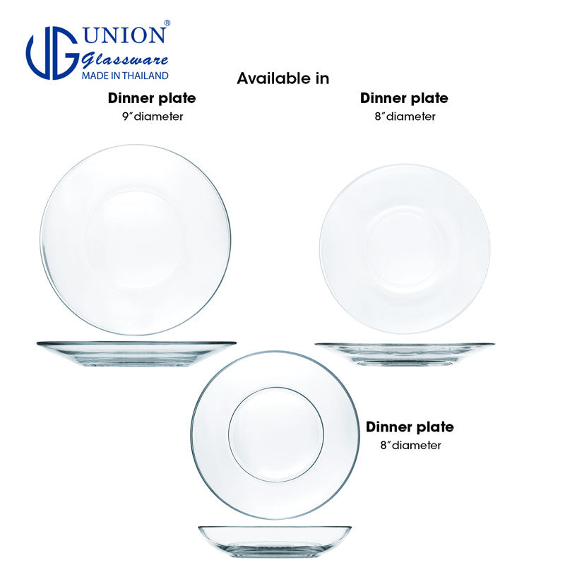 UNION GLASS Thailand Premium Clear Glass Saucer 140ml | 4.7oz | 6inches Set of 6