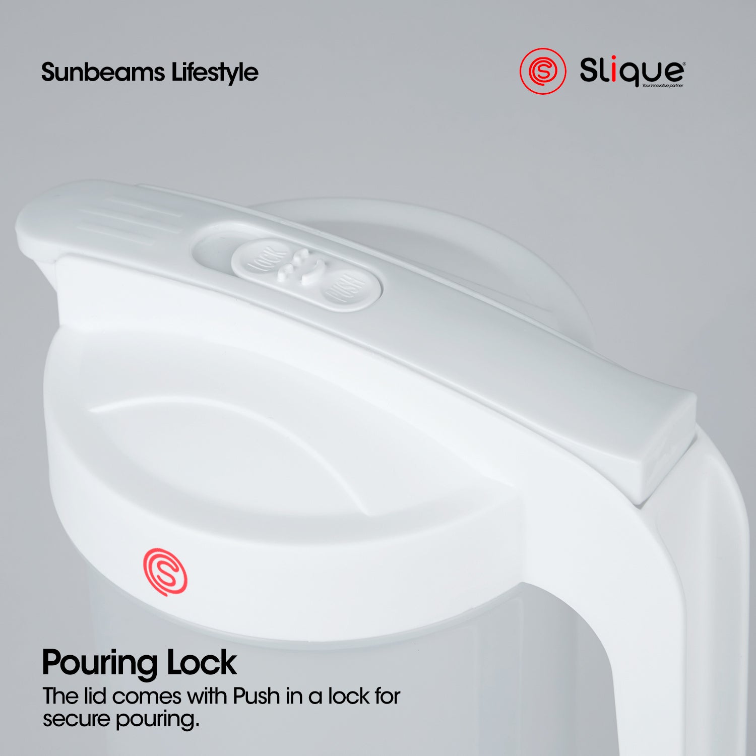 SLIQUE Premium Pitcher 1600 ml | 1.6 L w/ Lock & 4 Plastic Tumblers Set