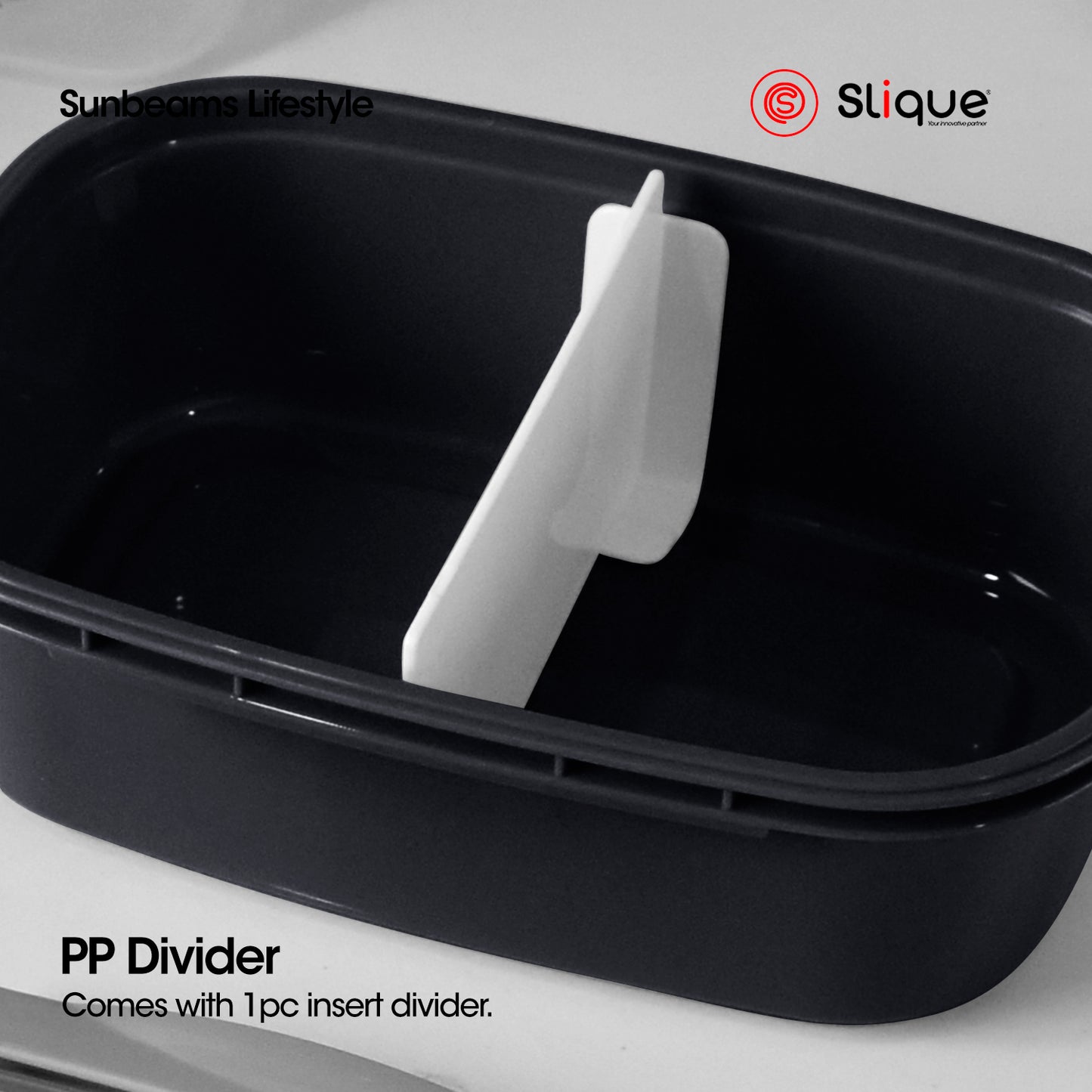 SLIQUE Premium Lunch Box Airtight Microwave Safe Set of 2 (Grey)
