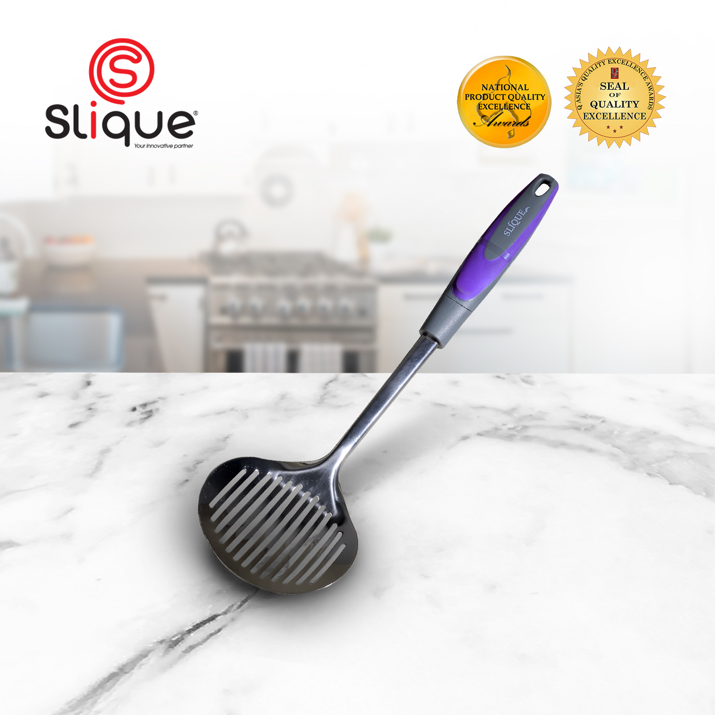 SLIQUE Premium 18/8 Stainless Steel Skimmer (Purple)