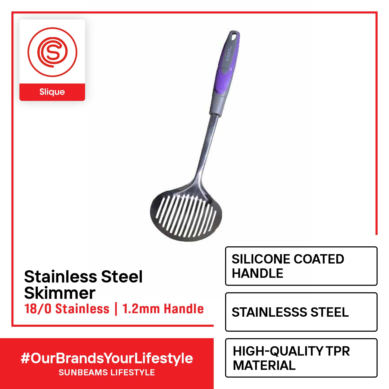 SLIQUE Premium 18/8 Stainless Steel Skimmer (Purple)