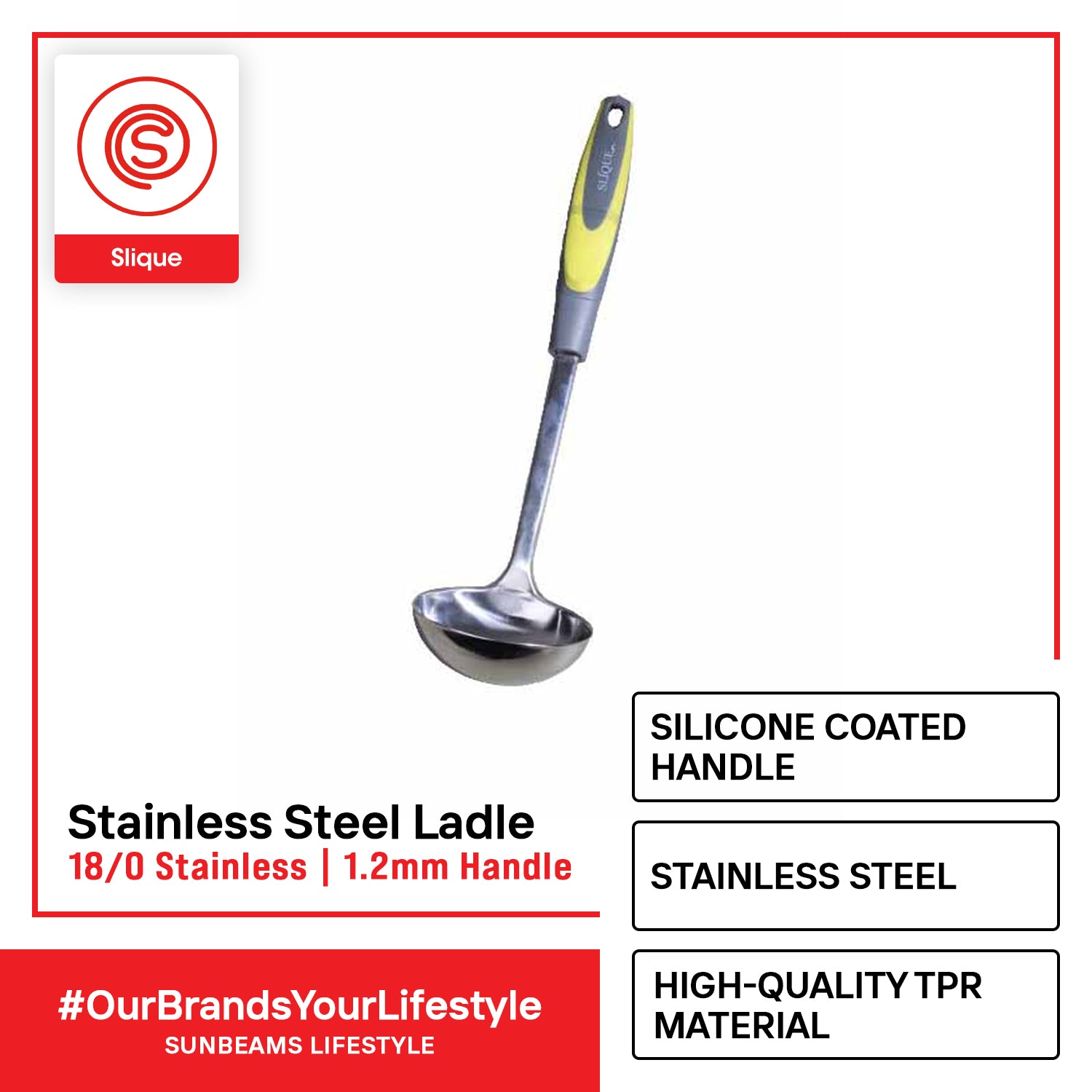 SLIQUE Premium 18/8 Stainless Steel Ladle (Green)