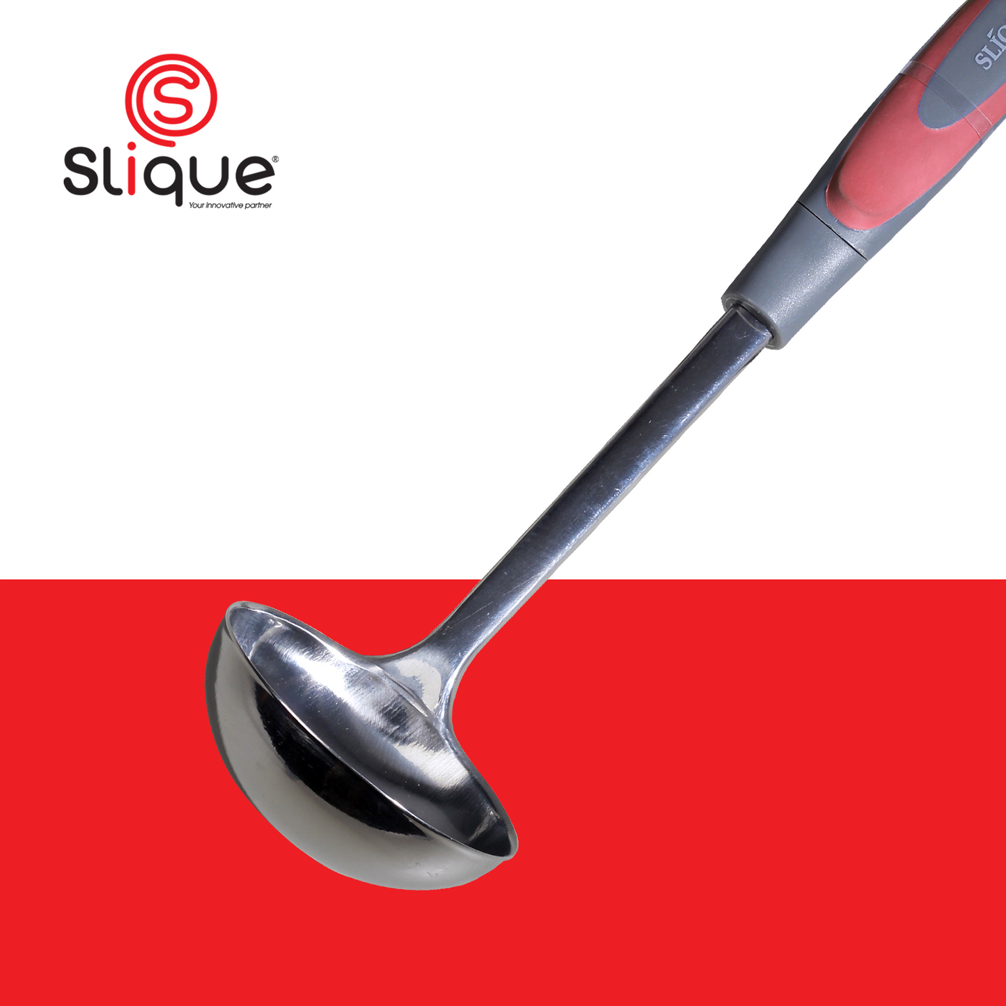 SLIQUE Premium 18/8 Stainless Steel Ladle (Red)
