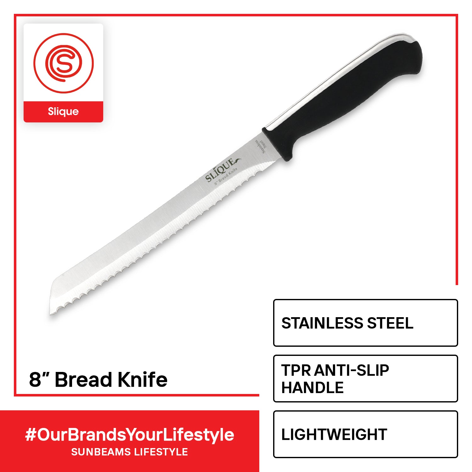 SLIQUE Premium Stainless Steel Bread Knife 8 inches
