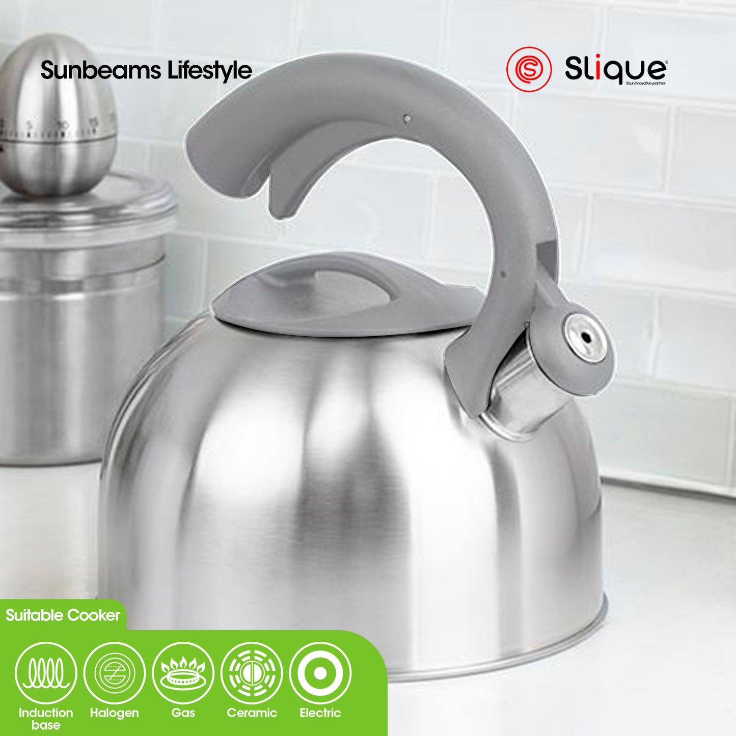 SLIQUE Whisting Kettle 3L - Stainless Steel Induction Based