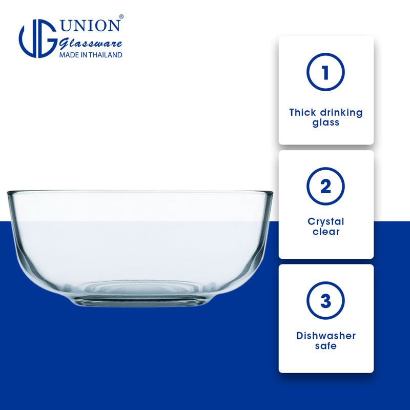 UNION GLASS Thailand Premium Clear Glass Bowl 1320 ml | 7 oz | 7" Set of 6