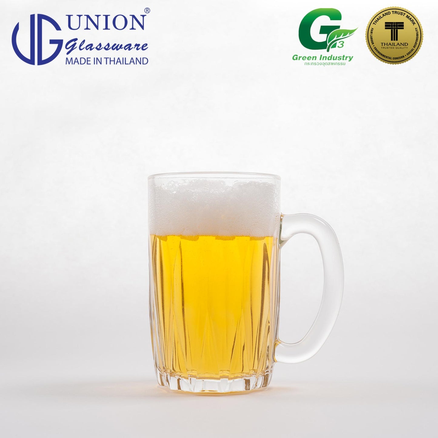UNION GLASS Thailand Premium Clear Glass Beer Mug Beer Lovers 500ml Set of 6