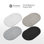 PRIMEO Oval Memory Foam Mat 40×60cm Luxury Bath Mat • Non-Slip Backing • Soft Coral Fleece Surface