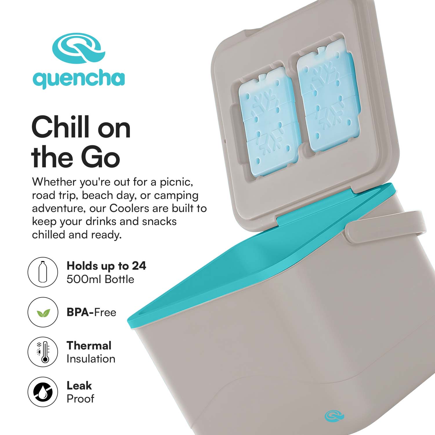 Quencha Insulated Cooler Box 12L & 24L Portable Ice Cooler for Picnic Camping Travel