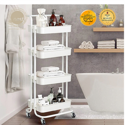 NEST DESIGN LAB Premium 4 Layer Multi-Purpose Storage Shelf w/ Wheels Kitchen Organizer Amazing Gift Idea For Any Occasion!