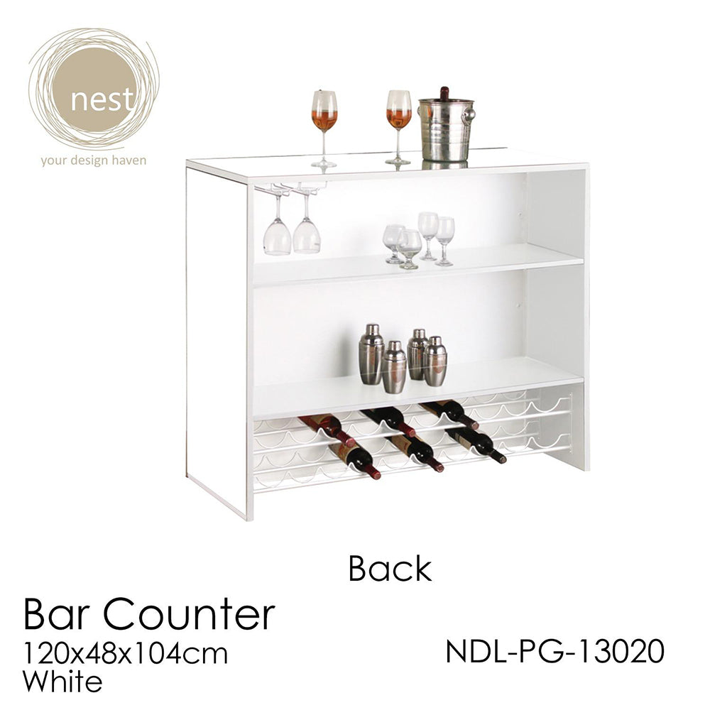 NEST DESIGN LAB Bar Counter 120x48x104cm Made in Taiwan Condo Living Modern Italian Design Amazing Gift Idea For Any Occasion!- White