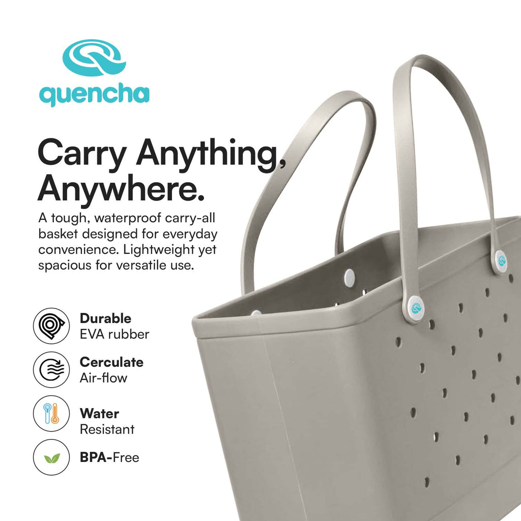 Quencha Heavy-Duty Rubber Tote Bag Waterproof Utility & Grocery Bag Washable EVA Material