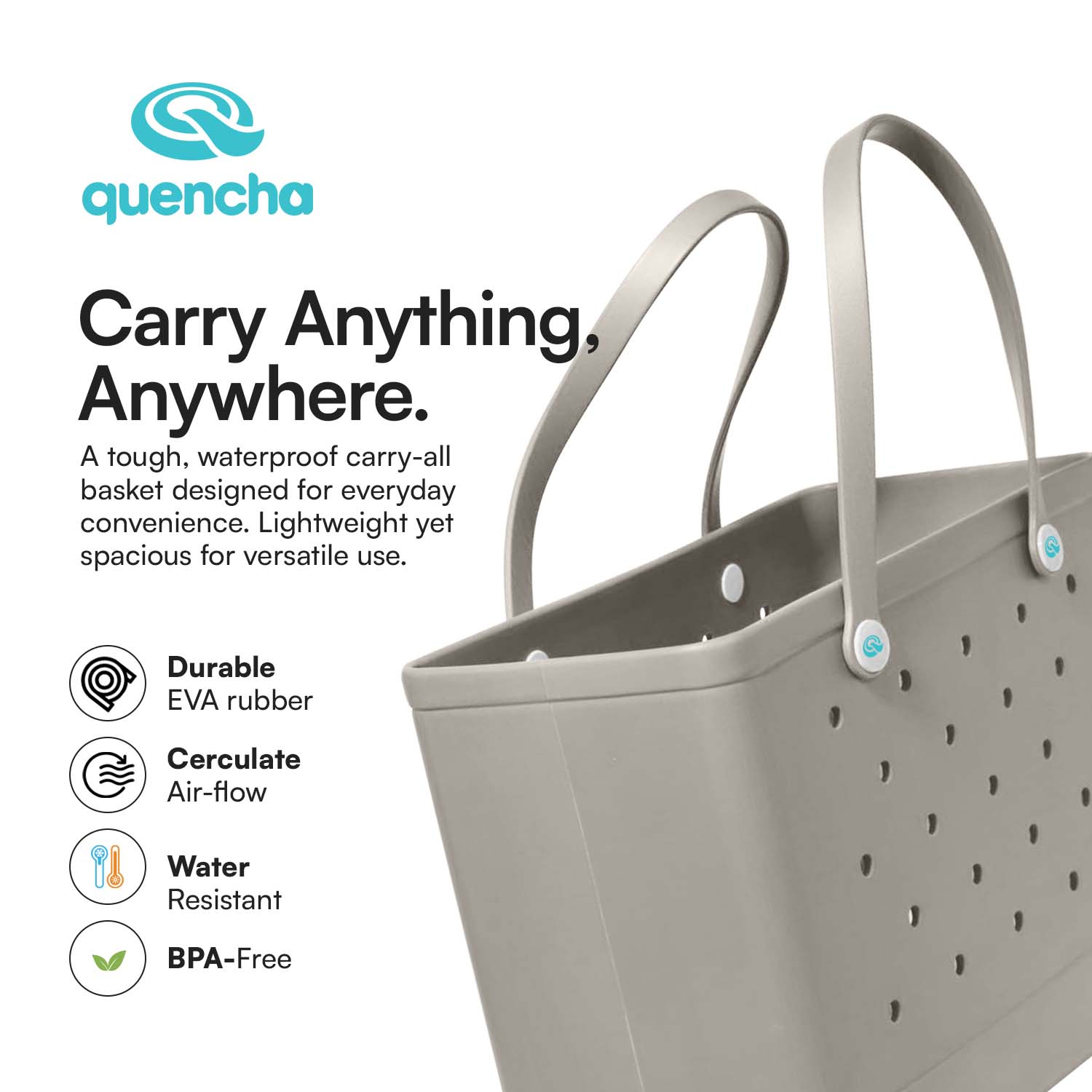 Quencha Waterproof EVA Beach Tote Combo & Hard Shell Sling Bag EDC Anti-Theft Crossbody