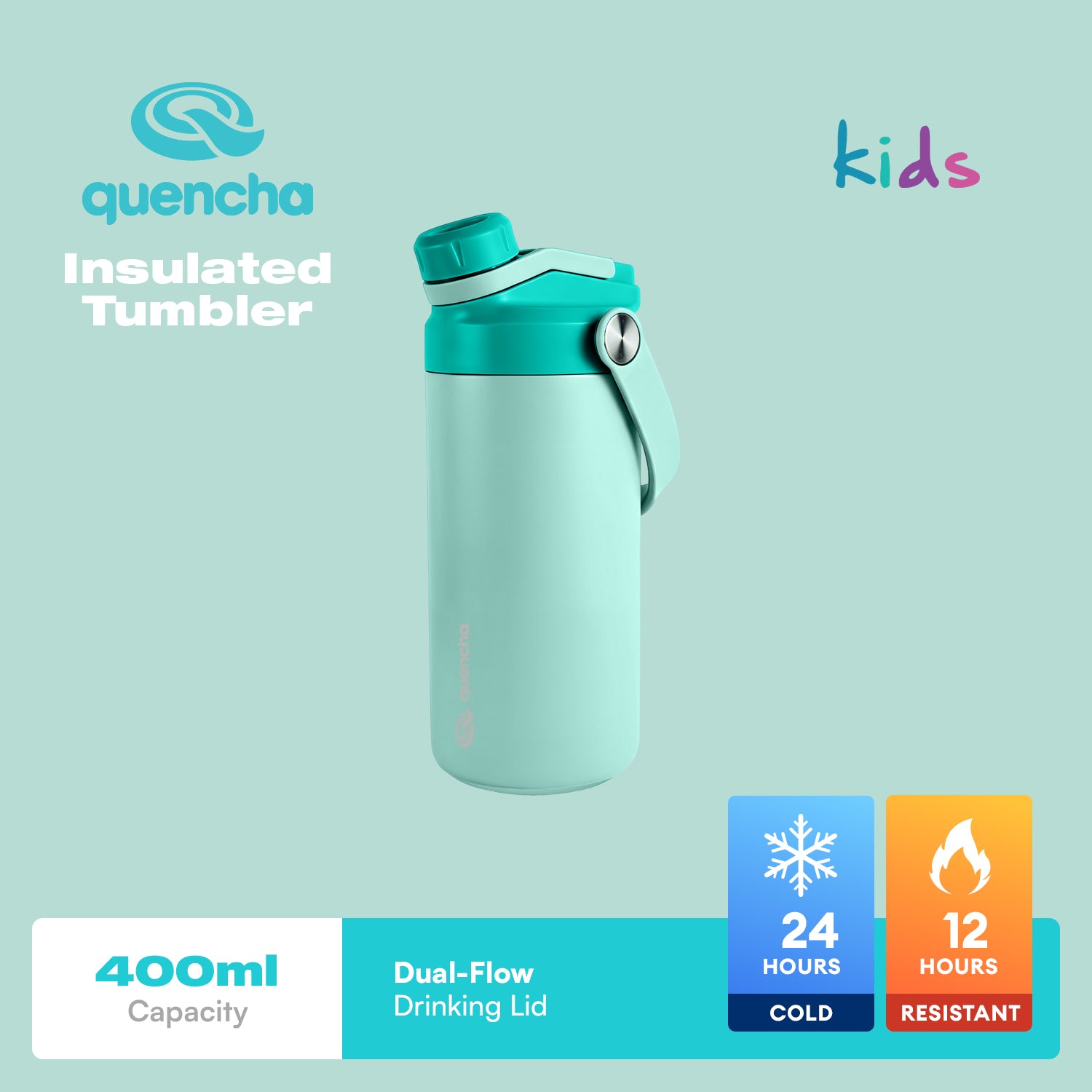 Quencha Kids Water Bottle Insulated Tumbler Lunch Box Kids Combo Back to School BPA-Free Leakproof