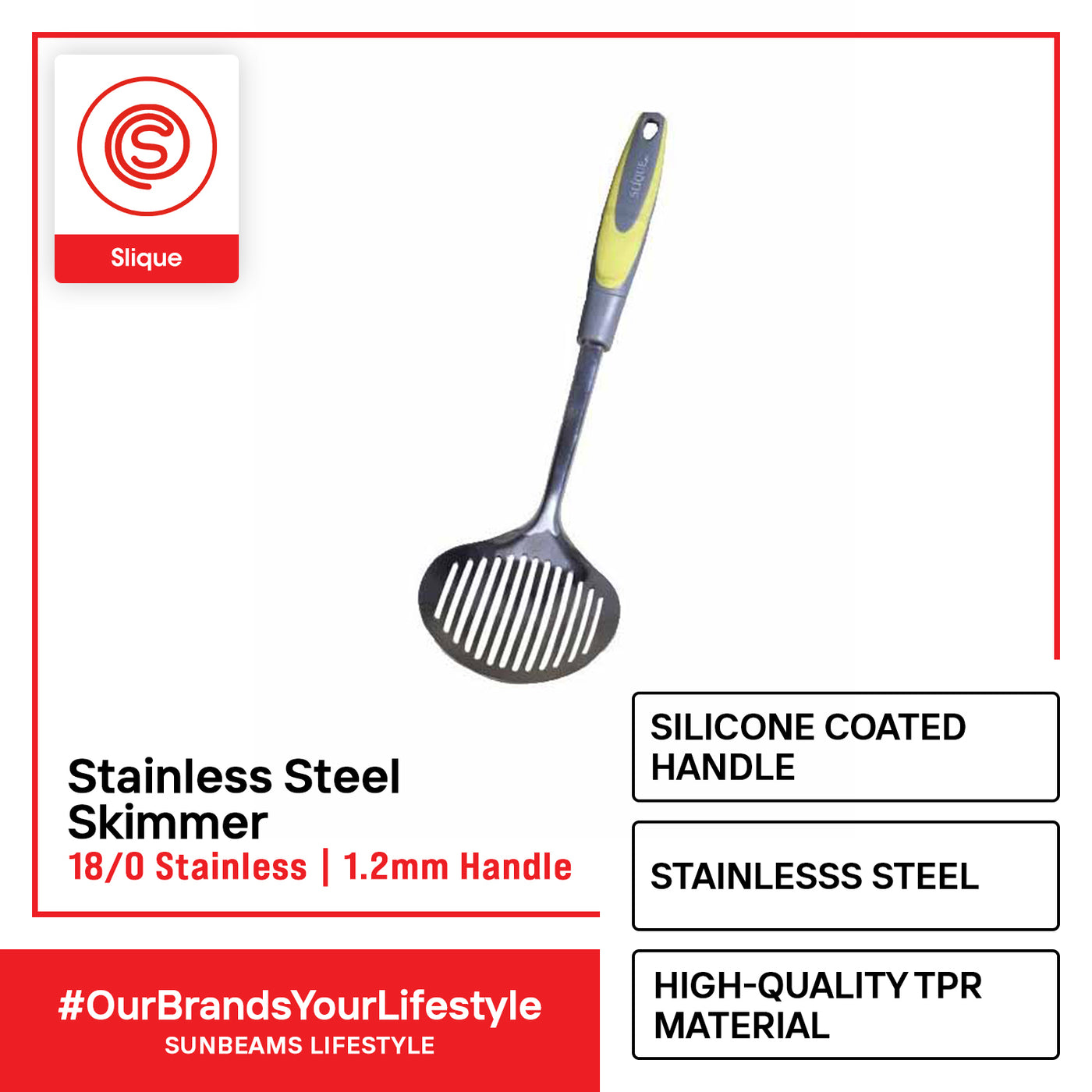SLIQUE Cooking Utensils Skimmer Ladle Turner Slotted Pasta Spoon Serving Spoon Kitchen Tools Essentials