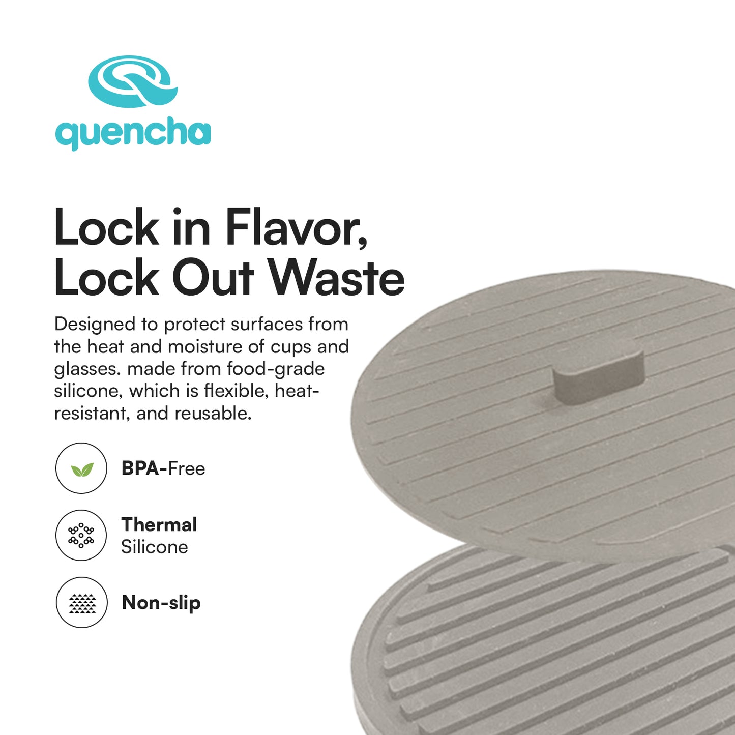 Quencha 350ml French Coffee Press, Grinder and Mug with Coaster and Lid Set