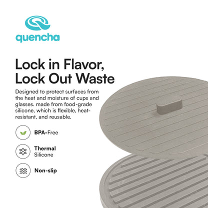 Quencha 350ml French Coffee Press, Grinder and Mug with Coaster and Lid Set