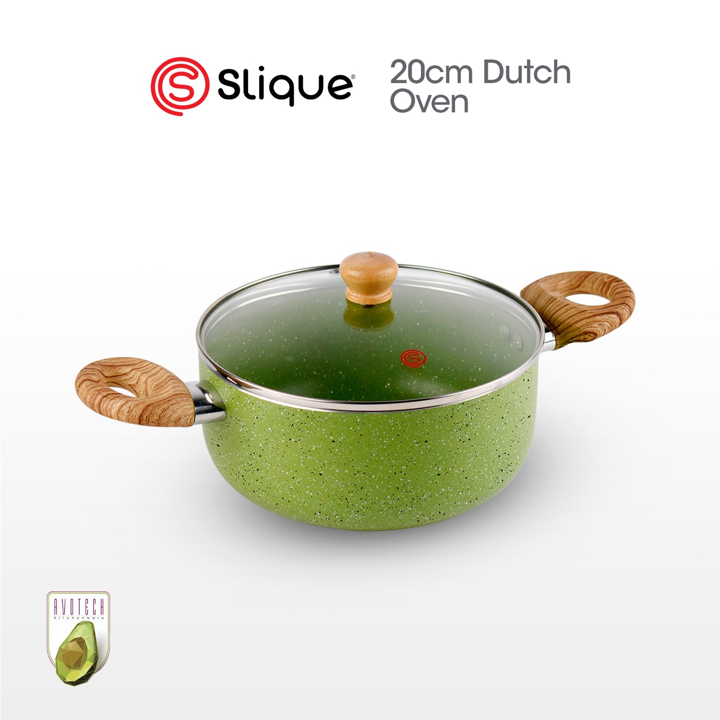 SLIQUE Avotech Marble Non-Stick Cookware – Fry Pan, Saucepan & Dutch Oven (16–28cm) | Induction Base | Scratch-Resistant Coating