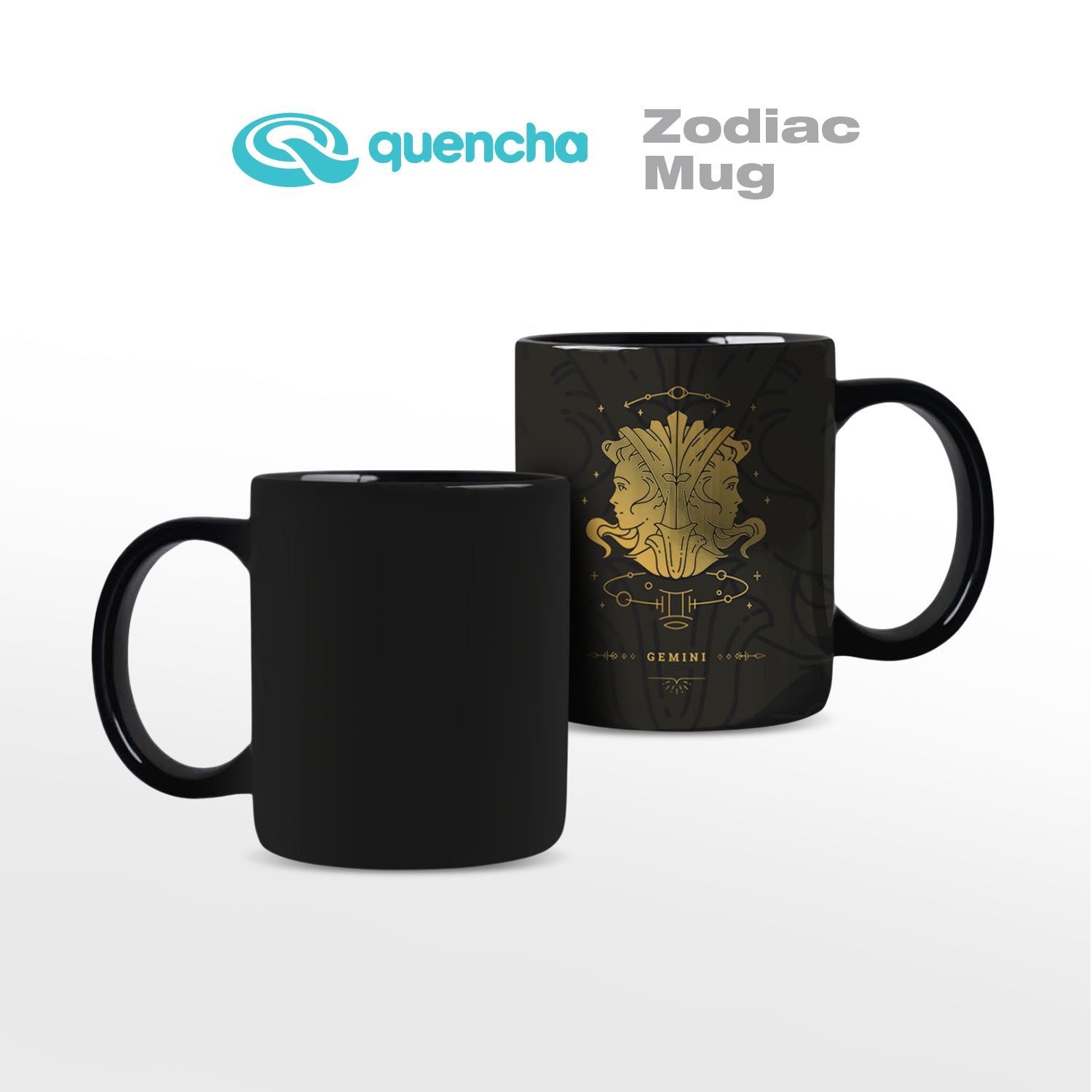 Quencha 325ml Chip Resistant Coffee Mug with Zodiac Design Porcelain Coffee Cup