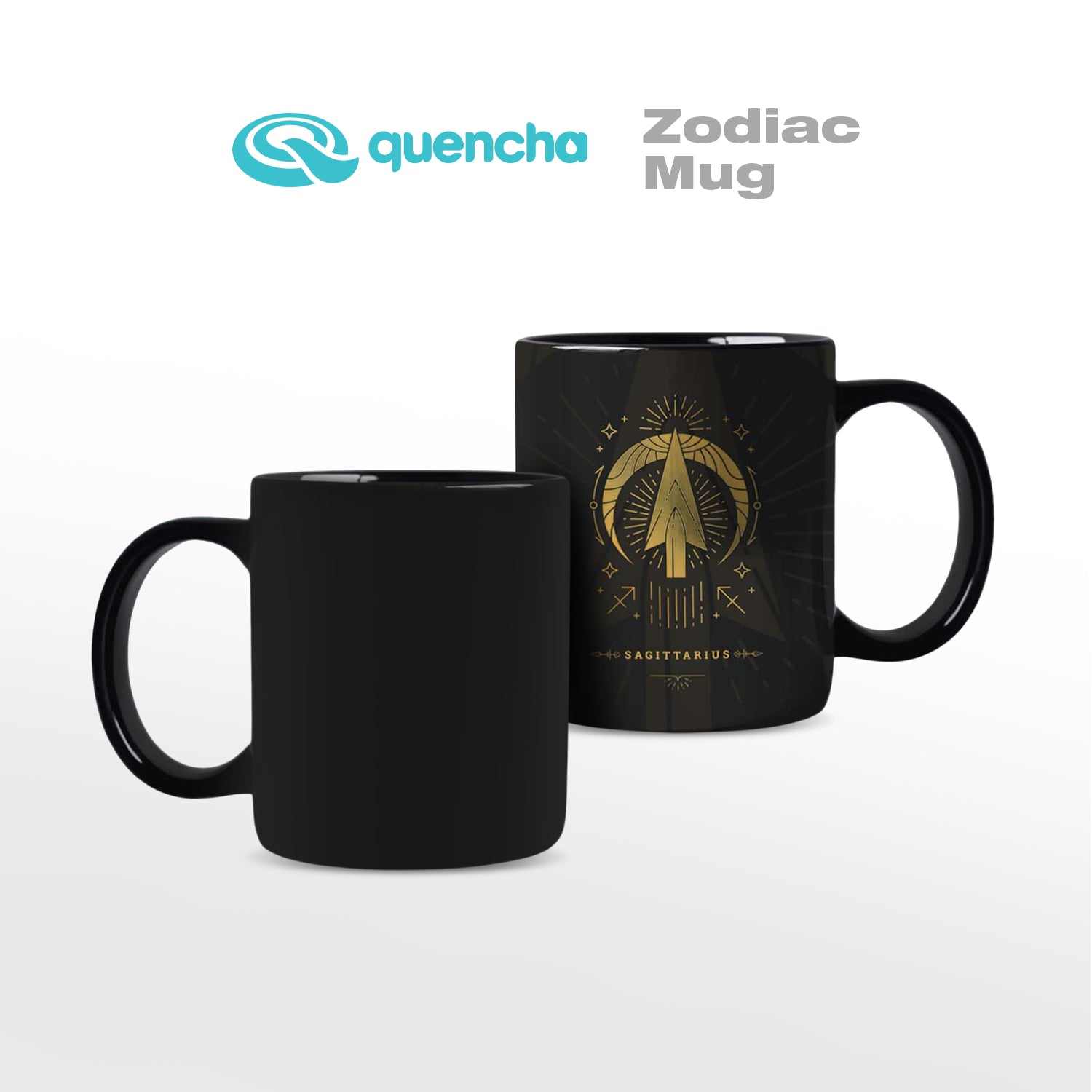 Quencha 325ml Chip Resistant Coffee Mug with Zodiac Design Porcelain Coffee Cup