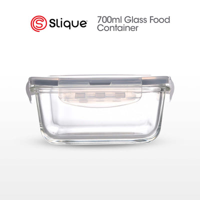 SLIQUE Borosilicate Square Glass Food Container 700ml
