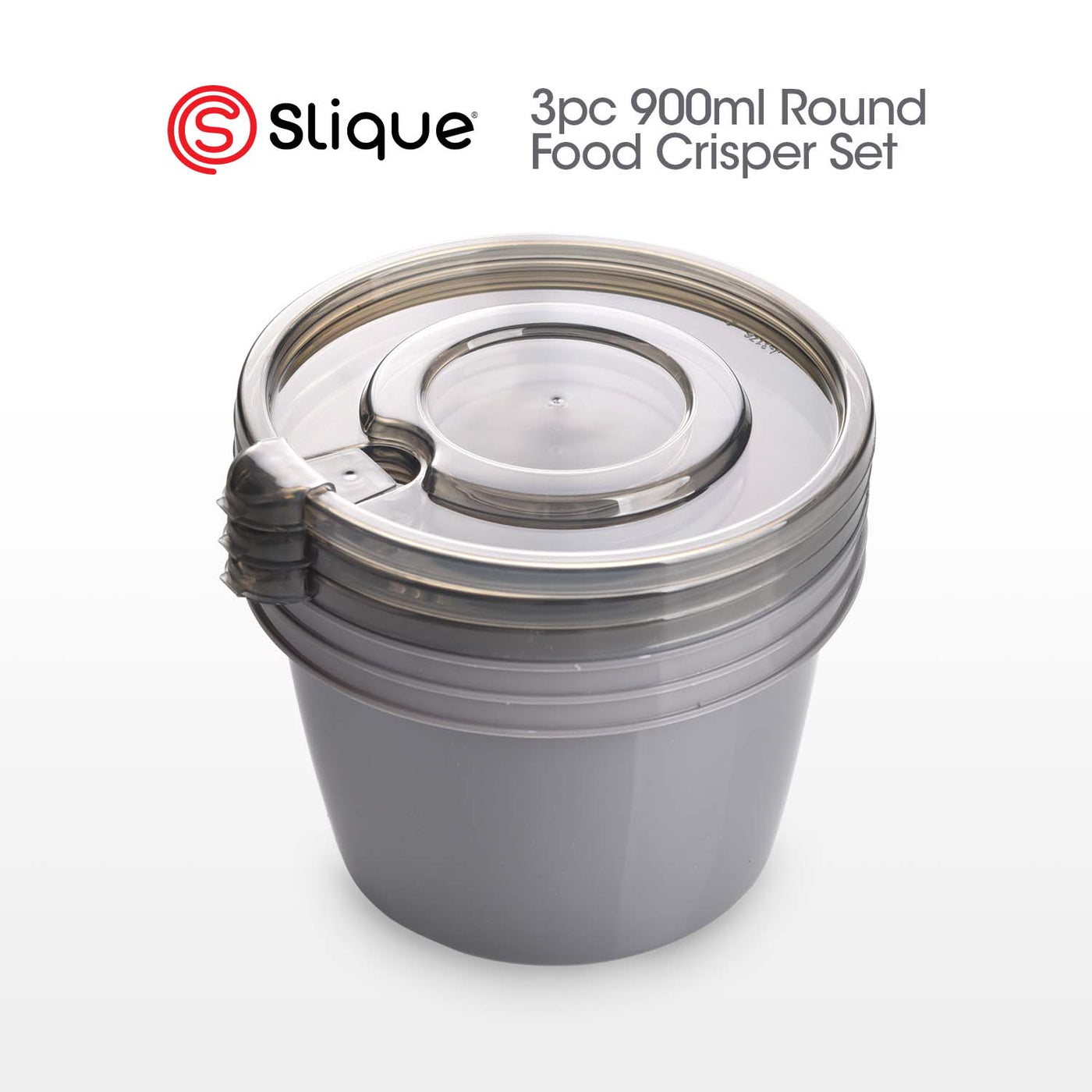 SLIQUE Premium Round Food Crisper w/ Air Vent on Lid 900ml Set of 3