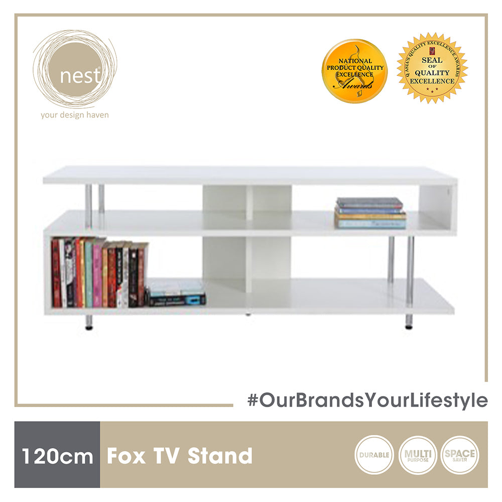 Nest Design Lab Fox TV Stand 120cm X 40cm X 50cm - White