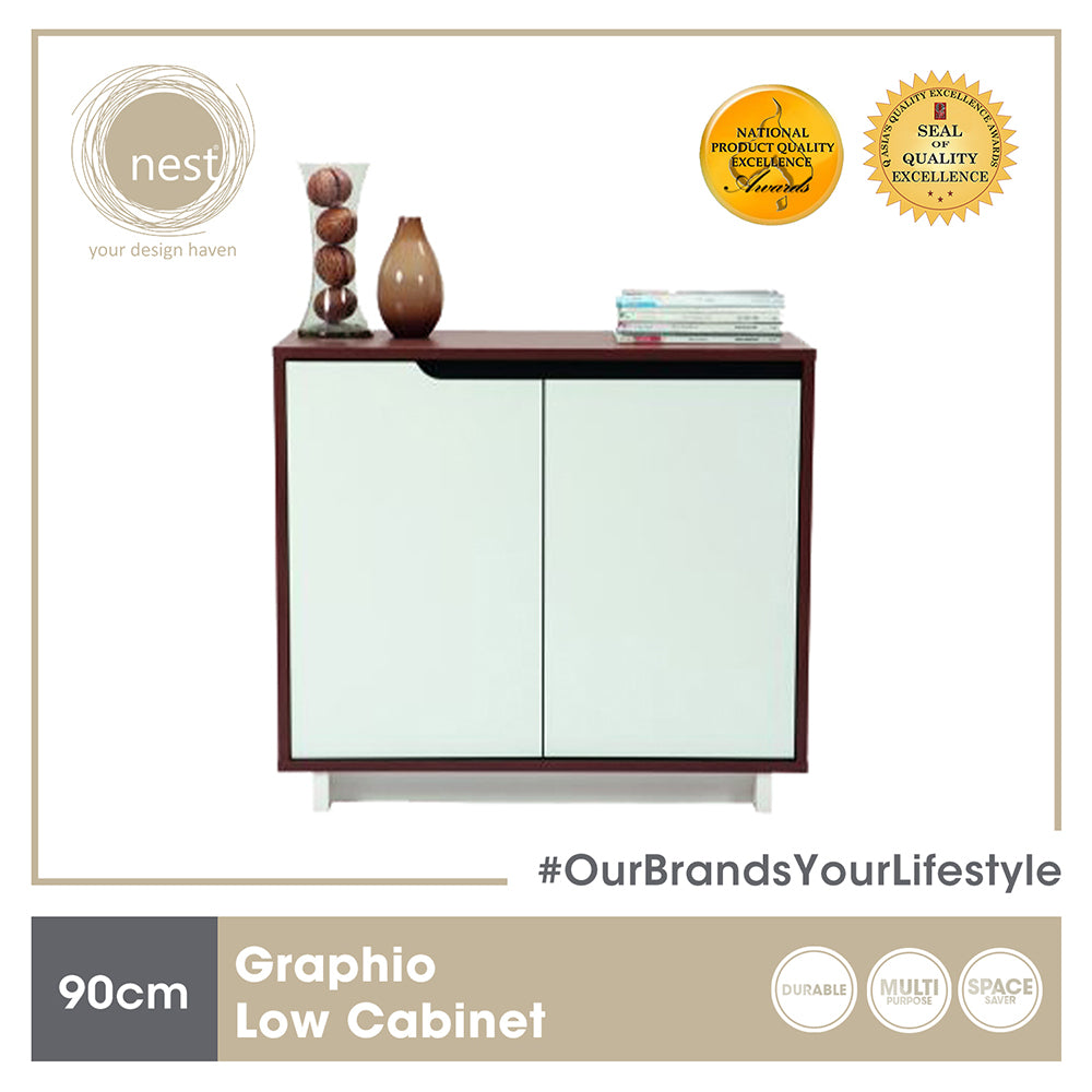 Nest Design Lab Graphio Low TV Cabinet 90cm x 35cm x 80cm - Italian Wallnut