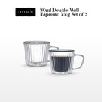 Crysalis Borosilicate Double-Wall Insulated Glass Coffee Mug, Grande Mug, Espresso Mug – Set of 2