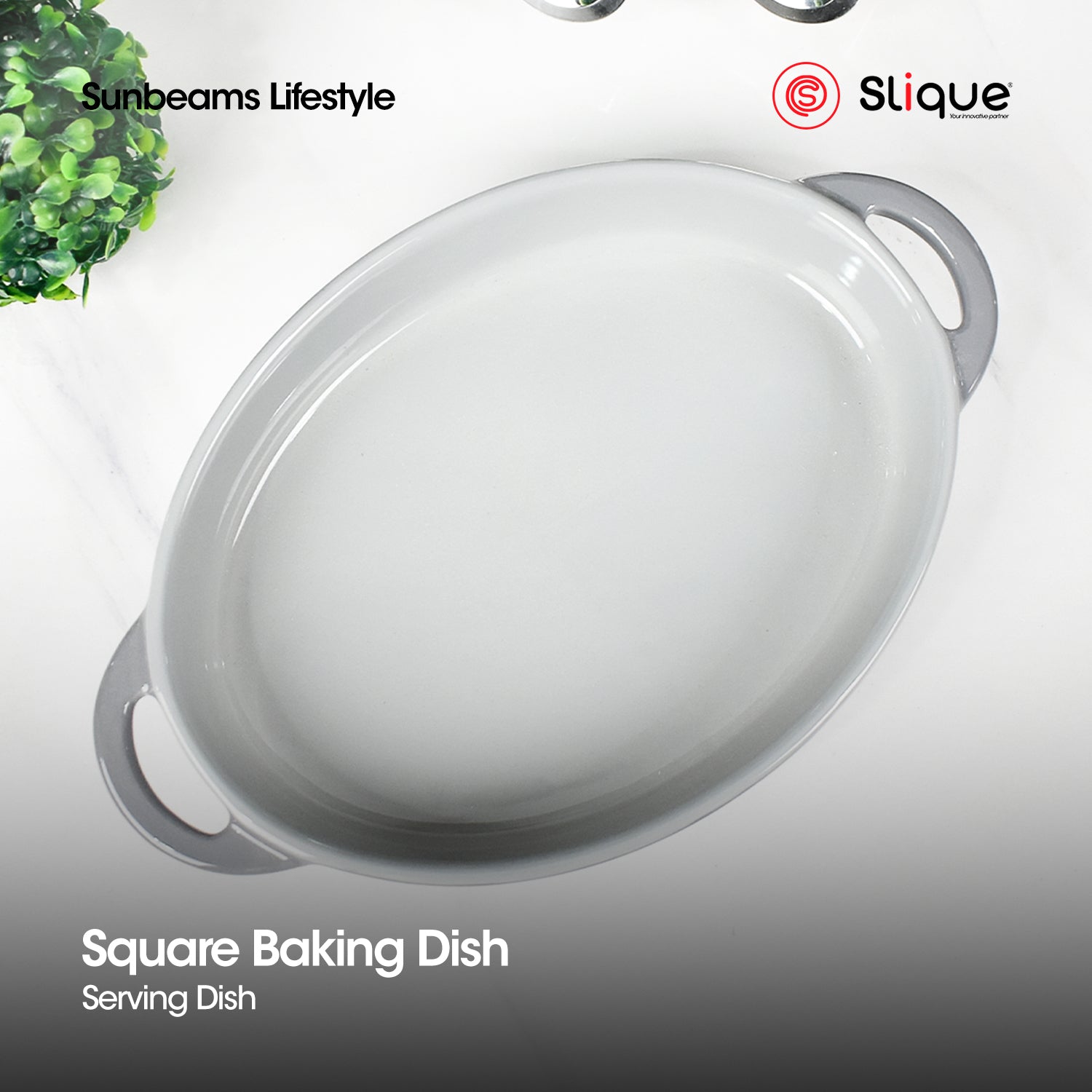 SLIQUE Marble Glass Baking Dish Oval | Round | Rectangle | Square | Small & Large Serving Dish