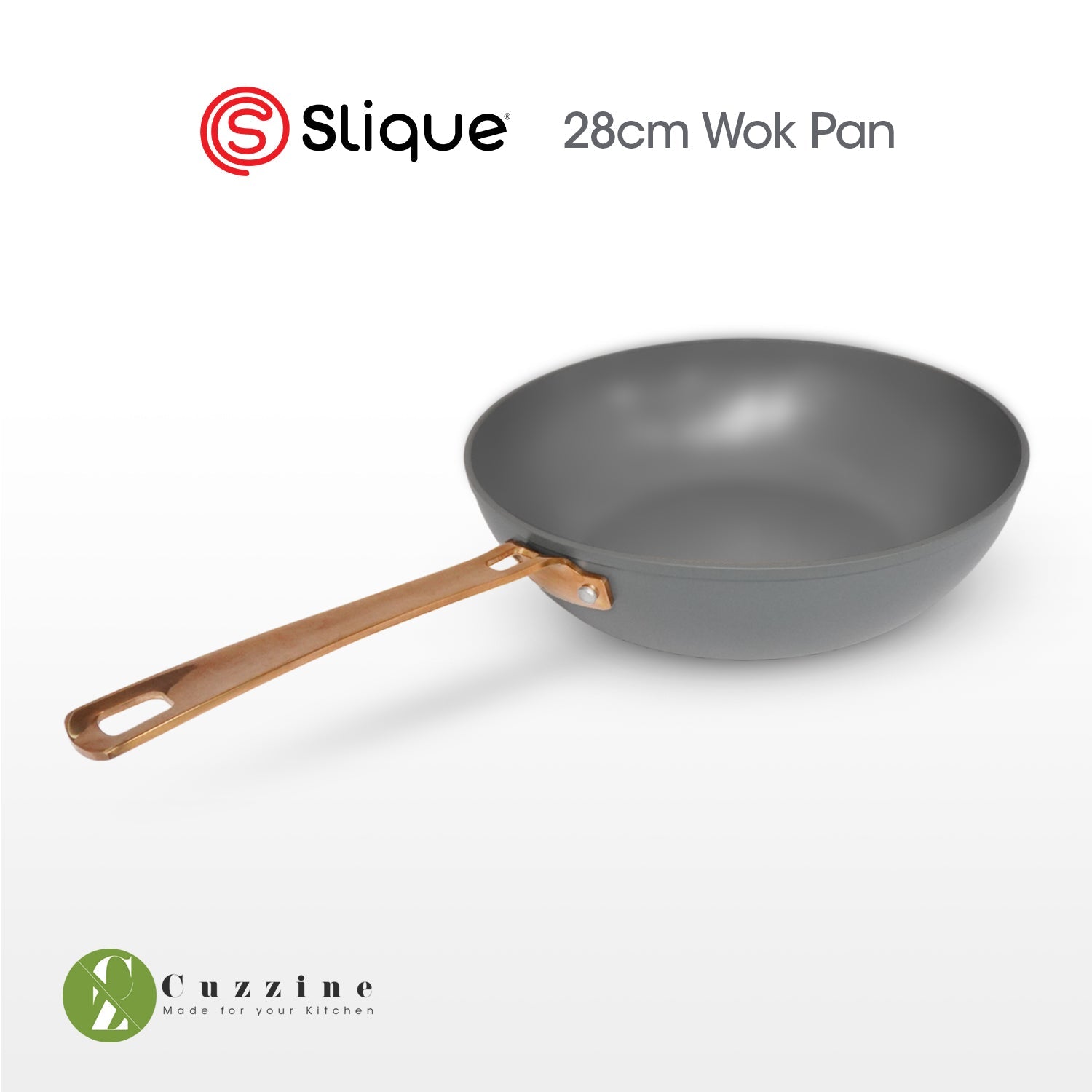 Cuzzine by Slique Forged Frypan Wok pan Sauce Pan Dutchoven with Tempered Glass Lid